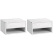HOMCOM Floating Bedside Table Set of 2 Wall Mounted Nightstand with Storage Drawer and Open Shelf for Bedroom, High Gloss White
