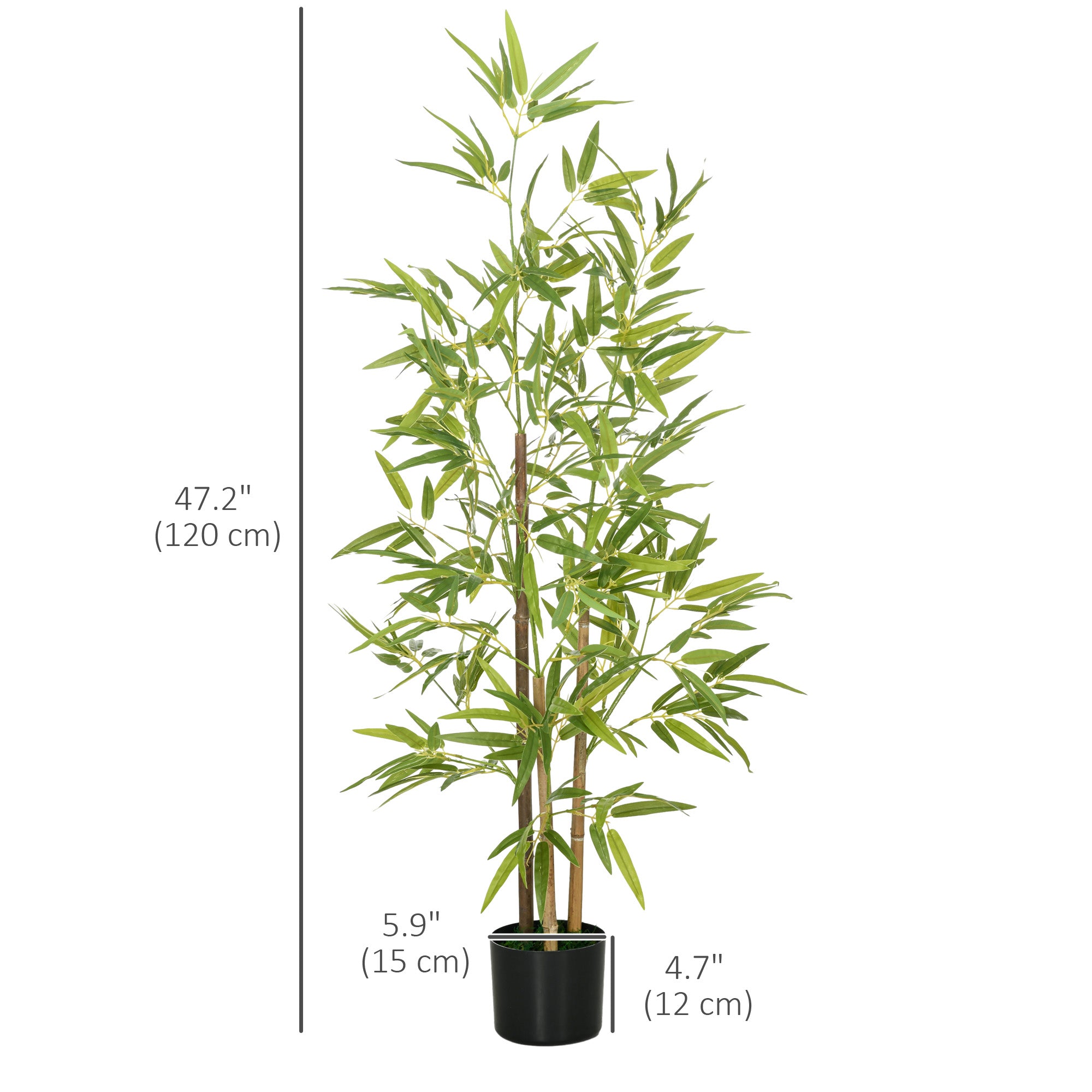 HOMCOM 4ft Artificial Bamboo with Pot, Indoor Fake Plants for Home Office Living Room Decor