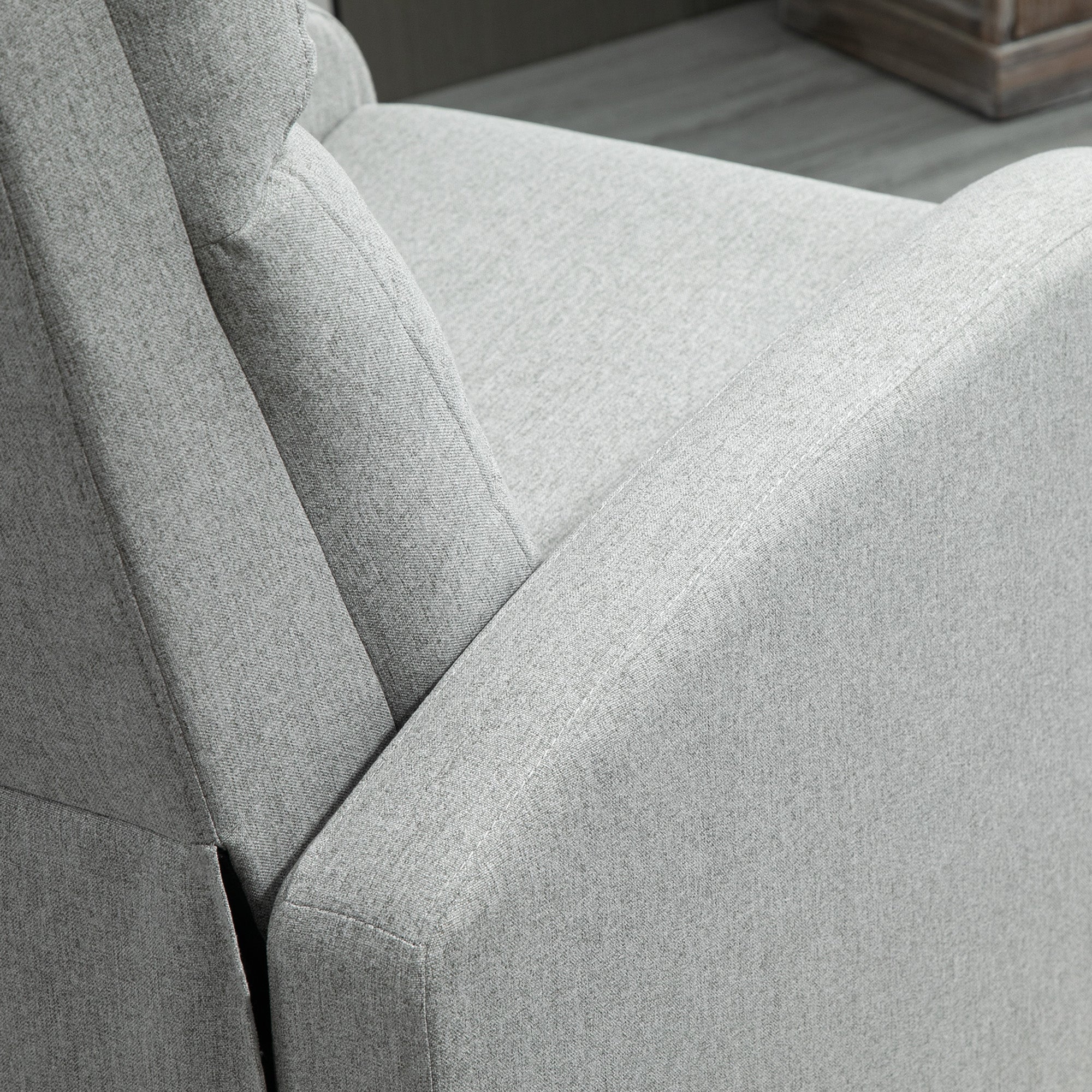 HOMCOM Push Back Recliner Chair, Fabric Home Theater Seating, Single Reclining Sofa Chair with Padded Seat for Living Room, Light Grey