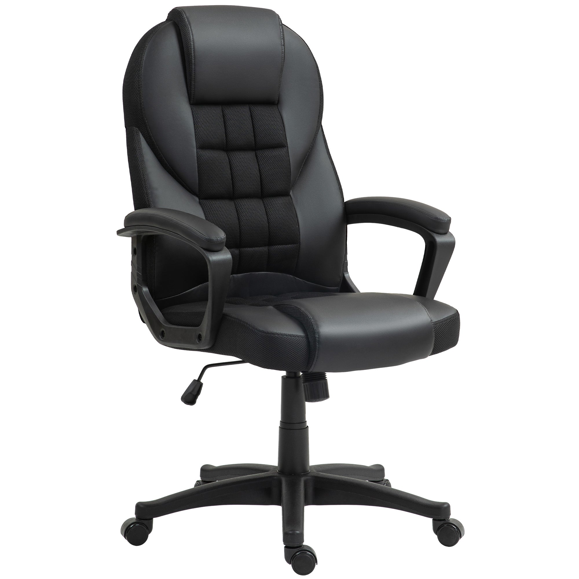HOMCOM Executive Office Chair, PU Leather High Back Desk Chair, Swivel Computer Chair with Adjustable Height and Tilt Function, Black