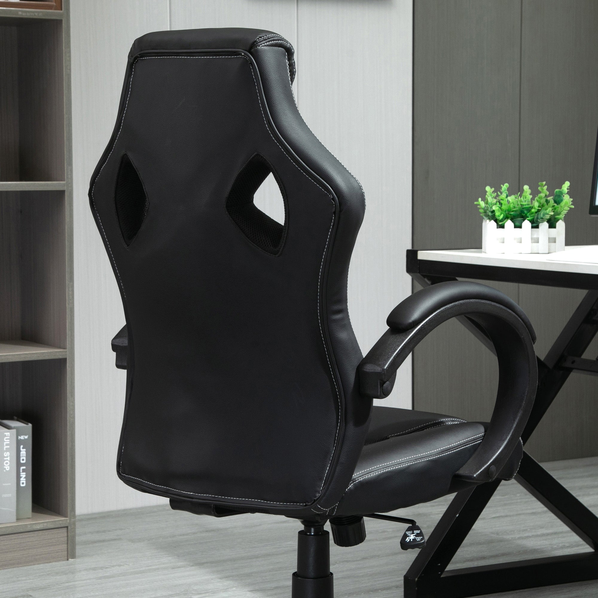 Vinsetto High-Back Gaming Chair Faux Leather Swivel Computer Racing Gamer Desk Chair for Home Office with Wheels, Black