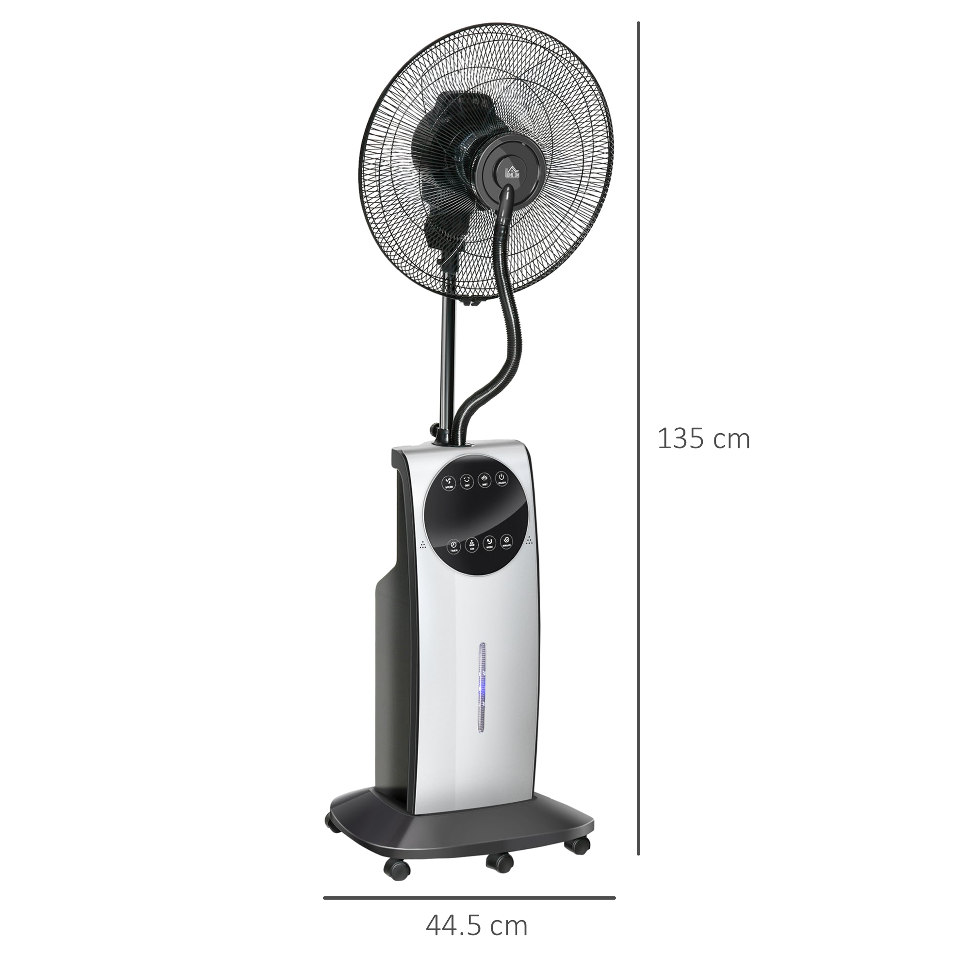 Pedestal Fan with Water Mist Spray, Spray Misting Fan with 70° Oscillation, Tilt Head, 3 Speeds, 3 Modes, Adjustable Mist, 3.1L Water Tank, Timer for Home, 135 cm