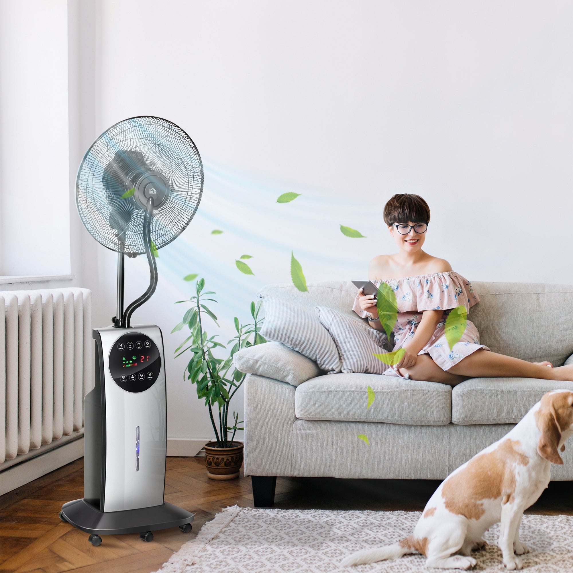 Pedestal Fan with Water Mist Spray, Spray Misting Fan with 70° Oscillation, Tilt Head, 3 Speeds, 3 Modes, Adjustable Mist, 3.1L Water Tank, Timer for Home, 135 cm