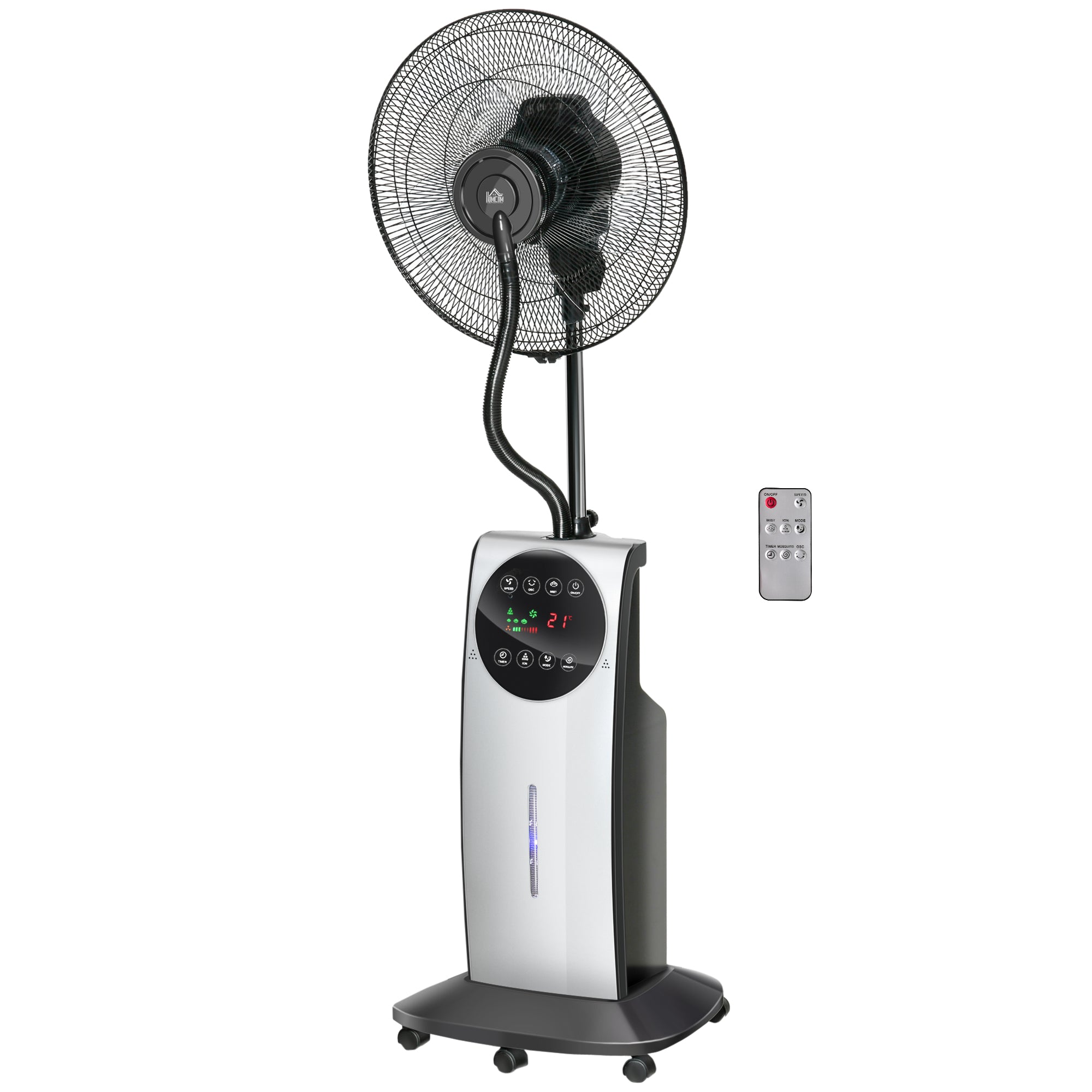Pedestal Fan with Water Mist Spray, Spray Misting Fan with 70° Oscillation, Tilt Head, 3 Speeds, 3 Modes, Adjustable Mist, 3.1L Water Tank, Timer for Home, 135 cm