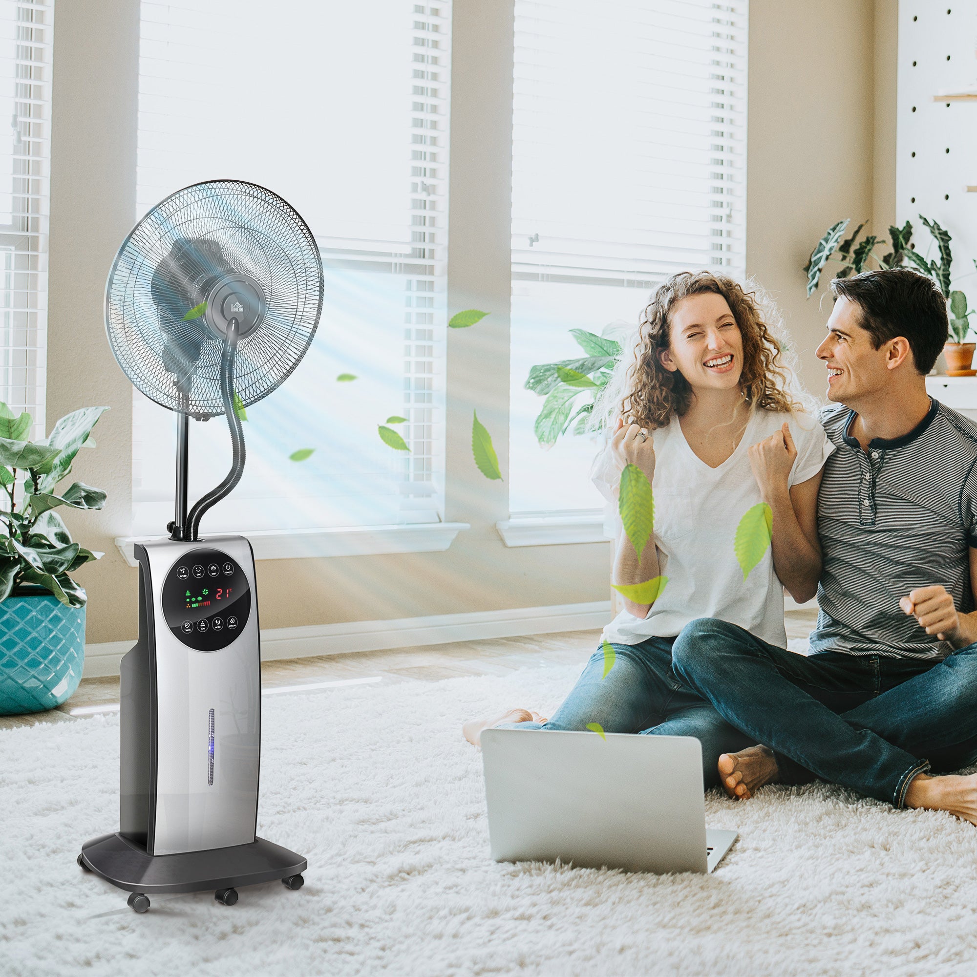 Pedestal Fan with Water Mist Spray, Spray Misting Fan with 70° Oscillation, Tilt Head, 3 Speeds, 3 Modes, Adjustable Mist, 3.1L Water Tank, Timer for Home, 135 cm