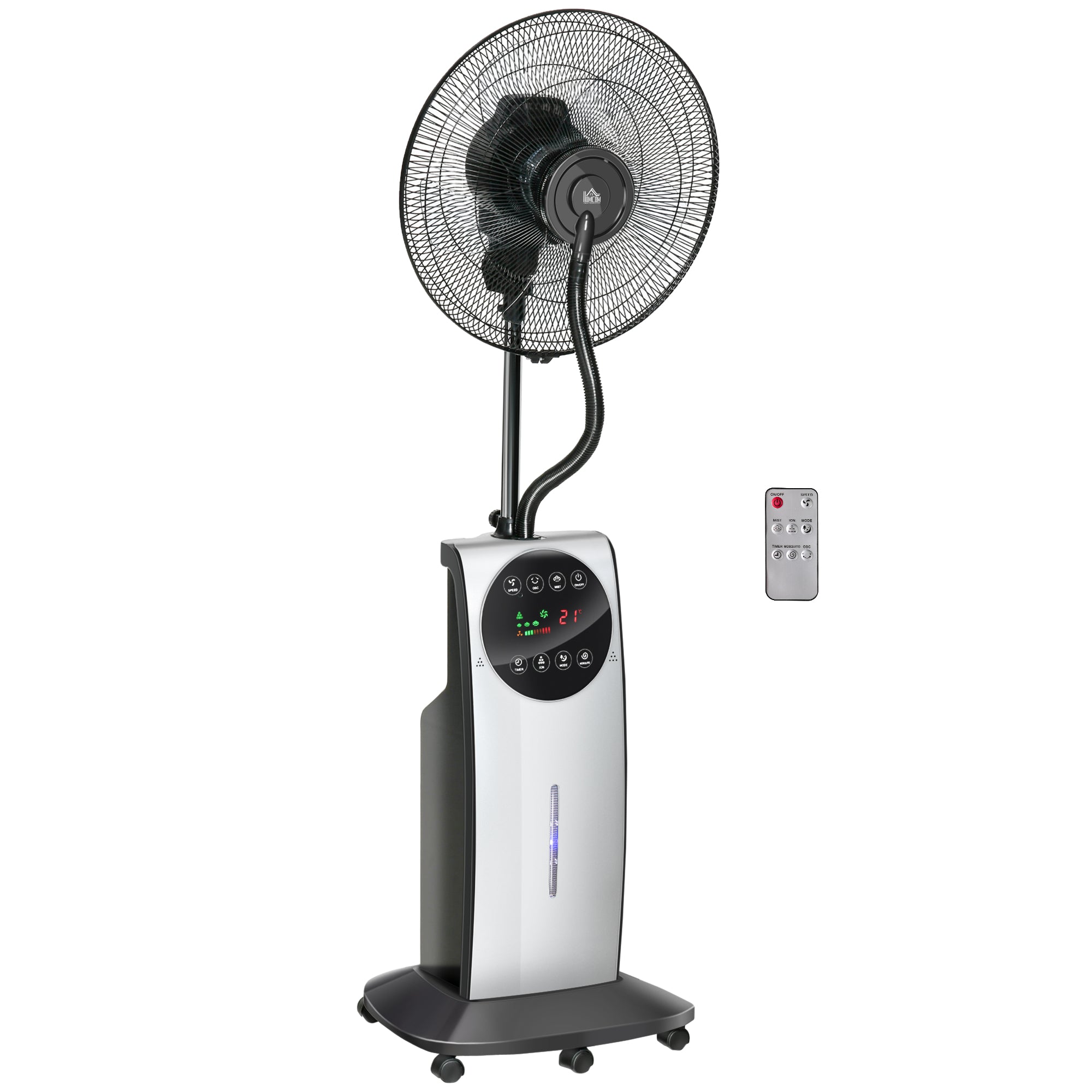 Pedestal Fan with Water Mist Spray, Spray Misting Fan with 70° Oscillation, Tilt Head, 3 Speeds, 3 Modes, Adjustable Mist, 3.1L Water Tank, Timer for Home, 135 cm
