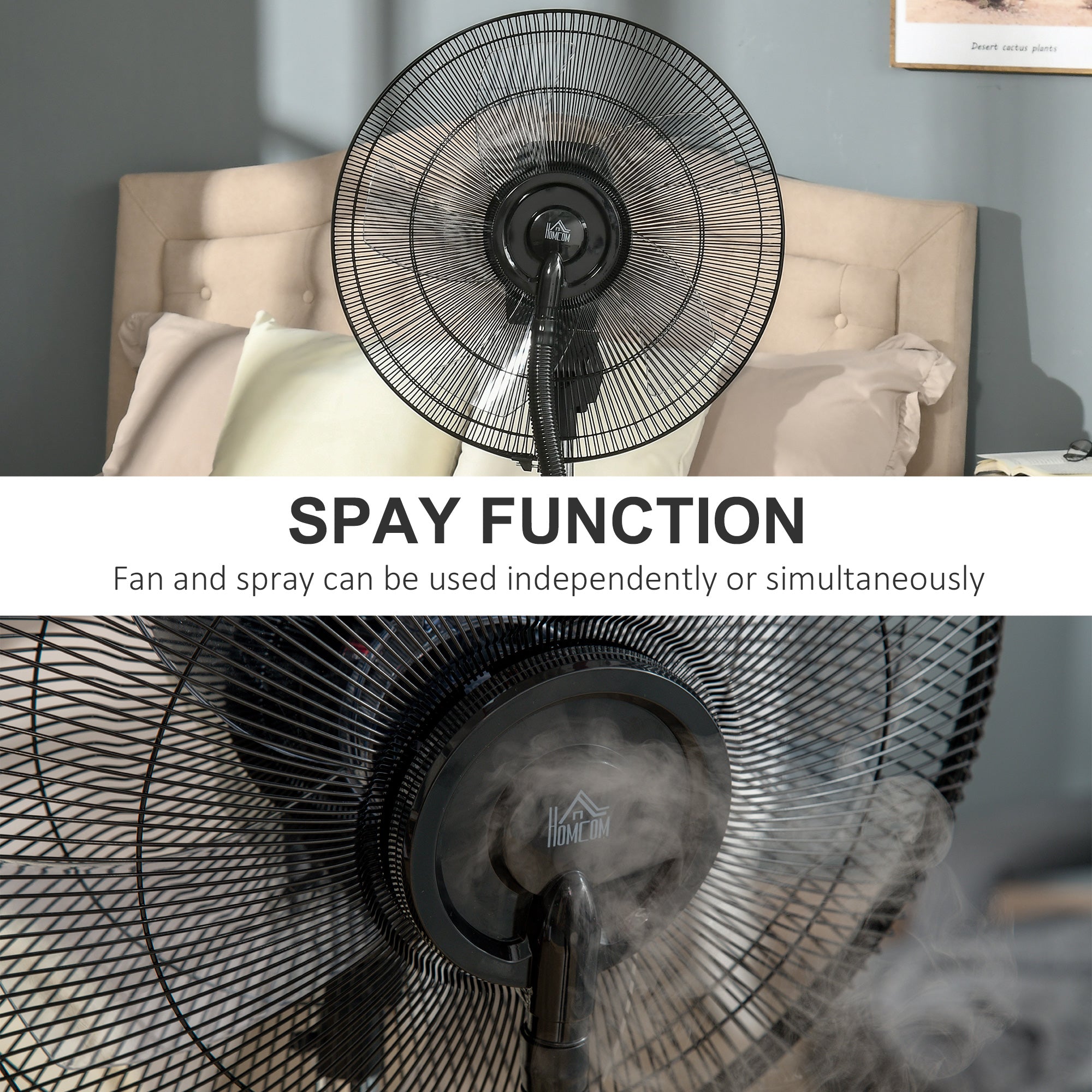 Pedestal Fan with Water Mist Spray, Spray Misting Fan with 70° Oscillation, Tilt Head, 3 Speeds, 3 Modes, Adjustable Mist, 3.1L Water Tank, Timer for Home, 135 cm