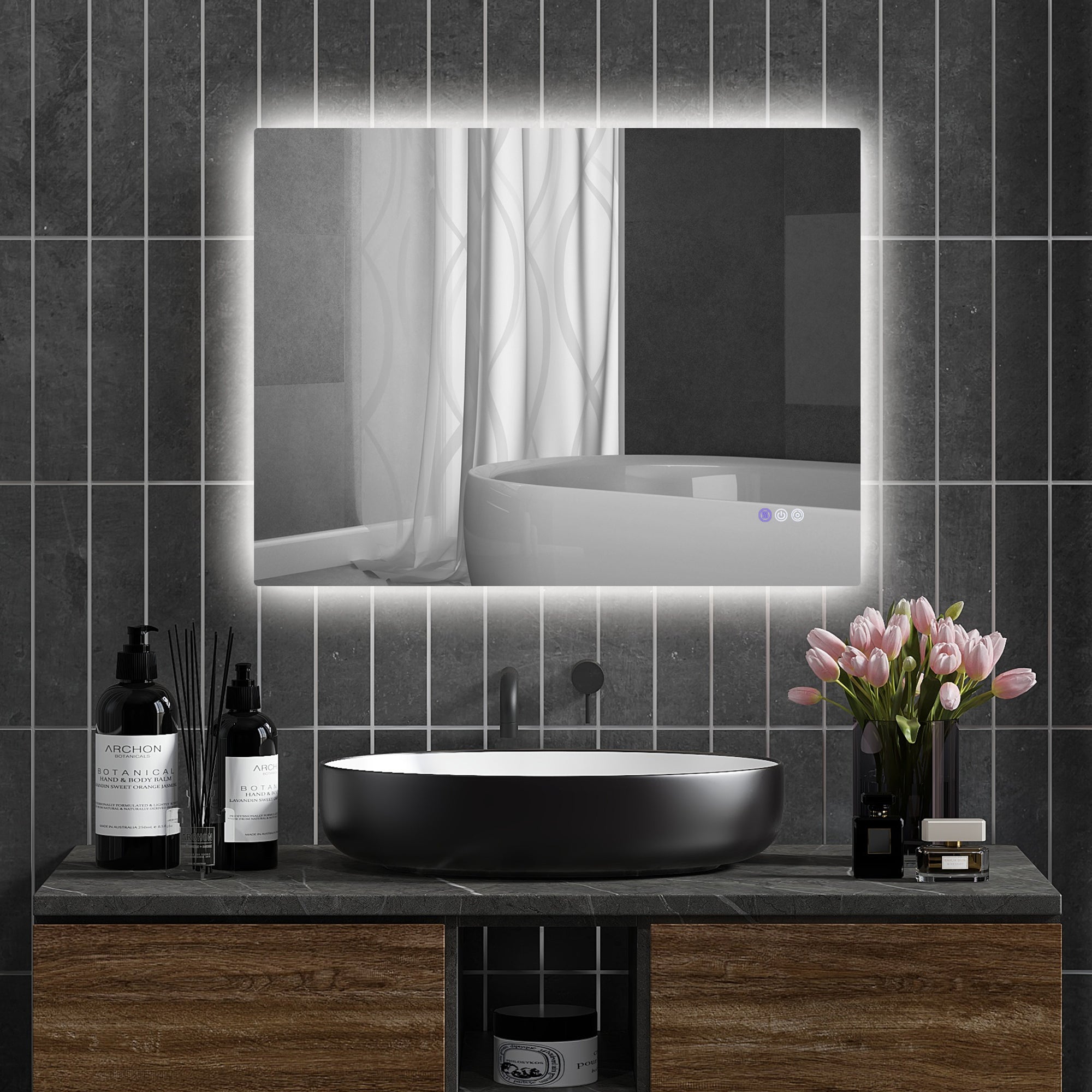 32" x 24" Backlit LED Bathroom Mirror - Anti-Fog, Memory, Infinite Color Temperature