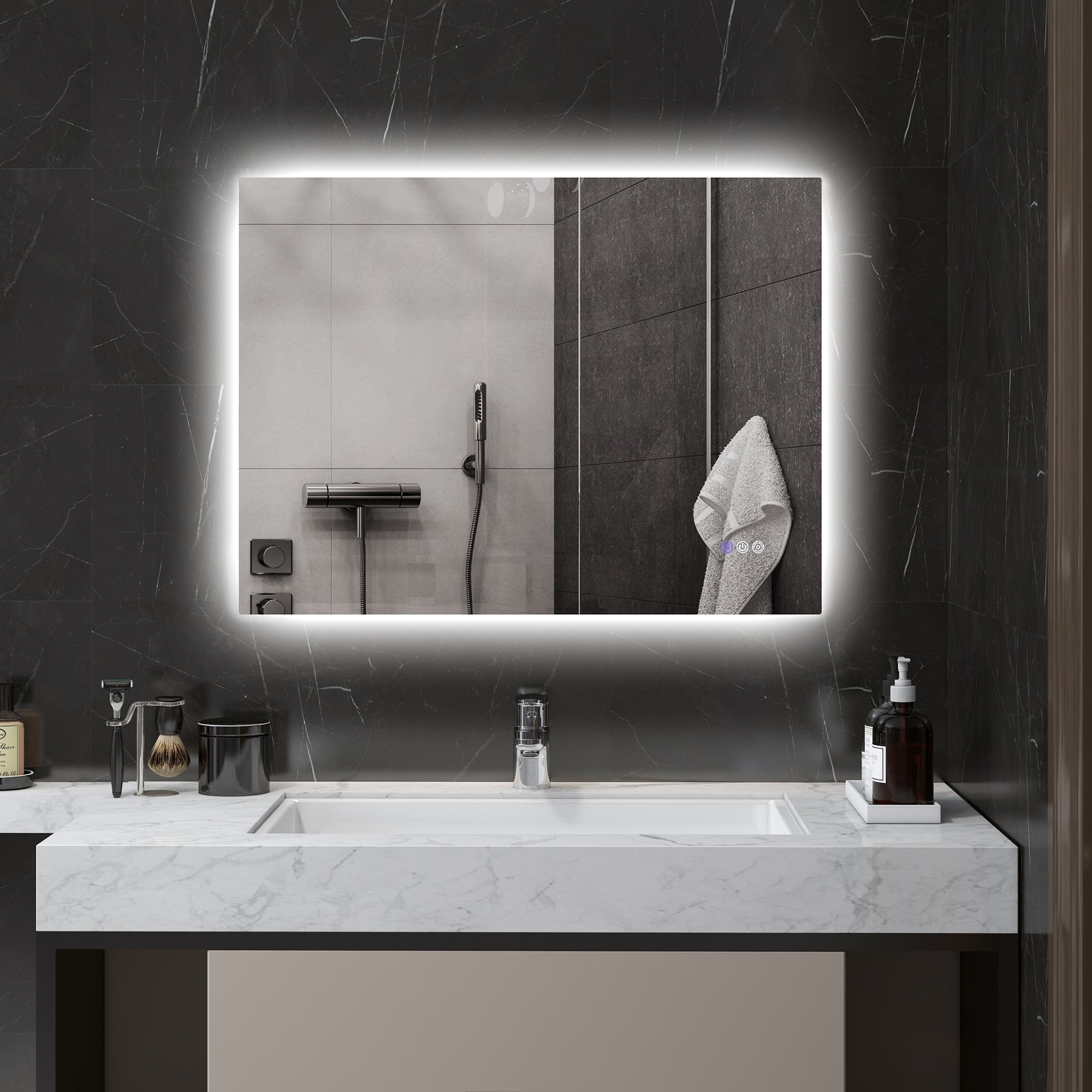 32" x 24" Backlit LED Bathroom Mirror - Anti-Fog, Memory, Infinite Color Temperature