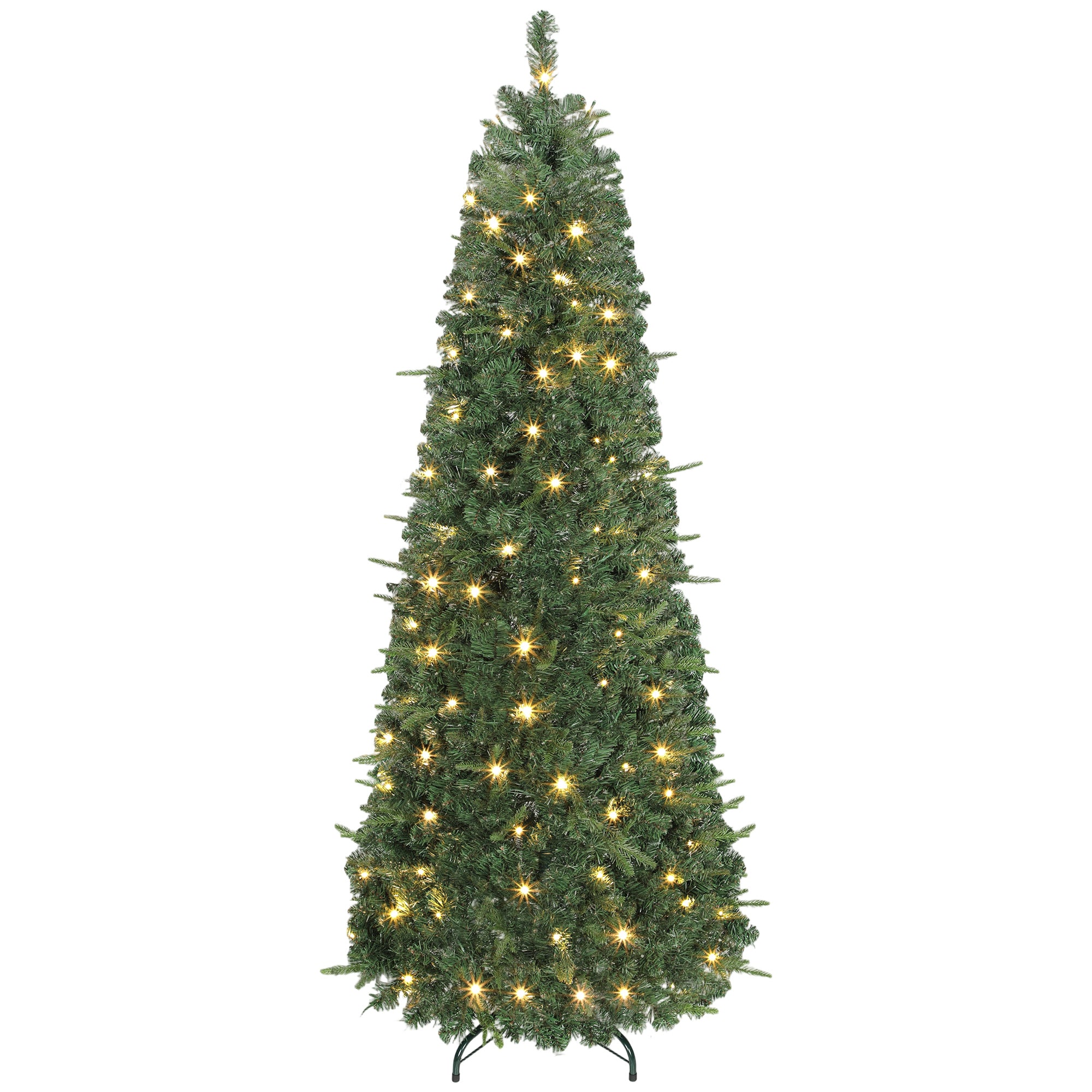 6 ft Prelit Pop Up Christmas Tree with 150 LED Lights, Collapsible Artificial Xmas Tree with Foldable Metal Stand for Home, Office, Holiday Decor, Easy Assembly, Green