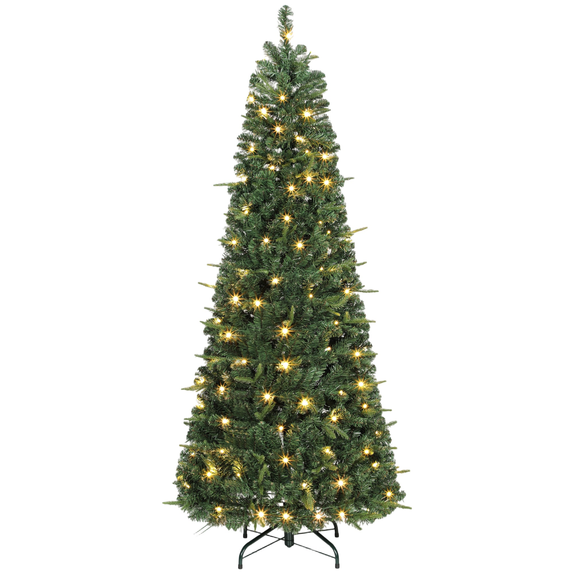 6 ft Prelit Pop Up Christmas Tree with 150 LED Lights, Collapsible Artificial Xmas Tree with Foldable Metal Stand for Home, Office, Holiday Decor, Easy Assembly, Green