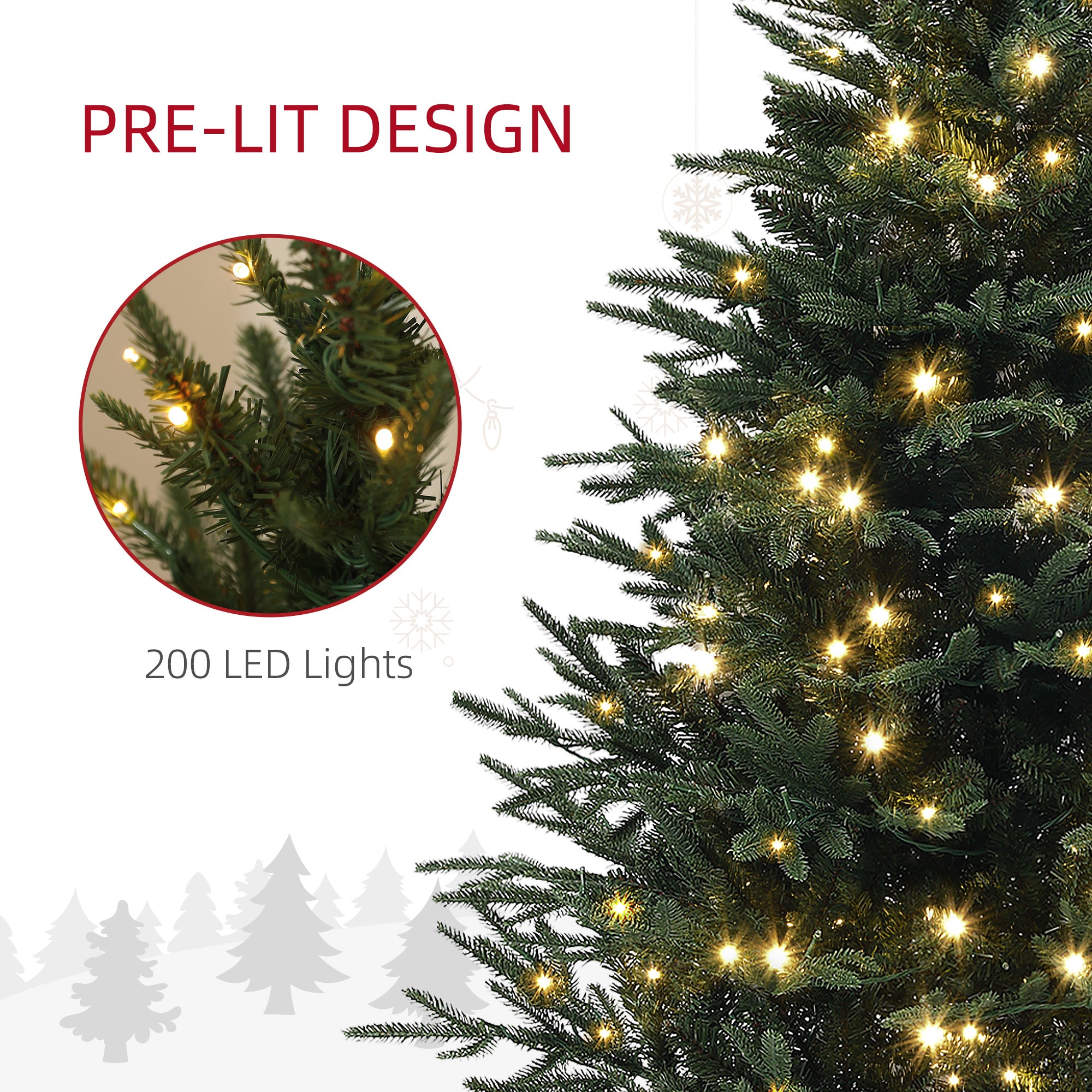 5ft Prelit Christmas Tree with 542 Tips, Warm White LED Lights and Steel Base, Hinged Artificial Xmas Tree, Automatic Open, Green