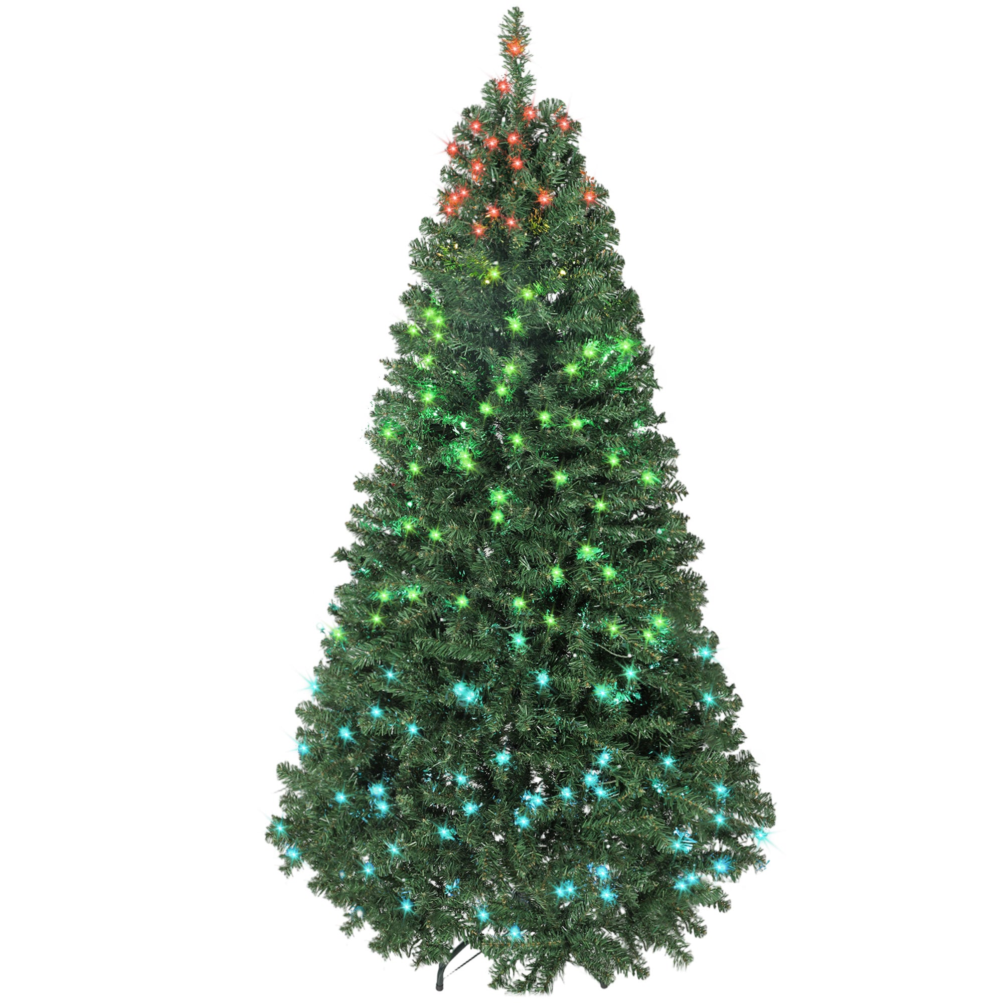 6ft Prelit Christmas Tree with Dimmable RGB LEDs, Remote Control, Daily Timer, Artificial Fir Holiday Decoration, Hinged Xmas Tree with 6 Dynamic Modes, Metal Stand, Easy Assembly, Green
