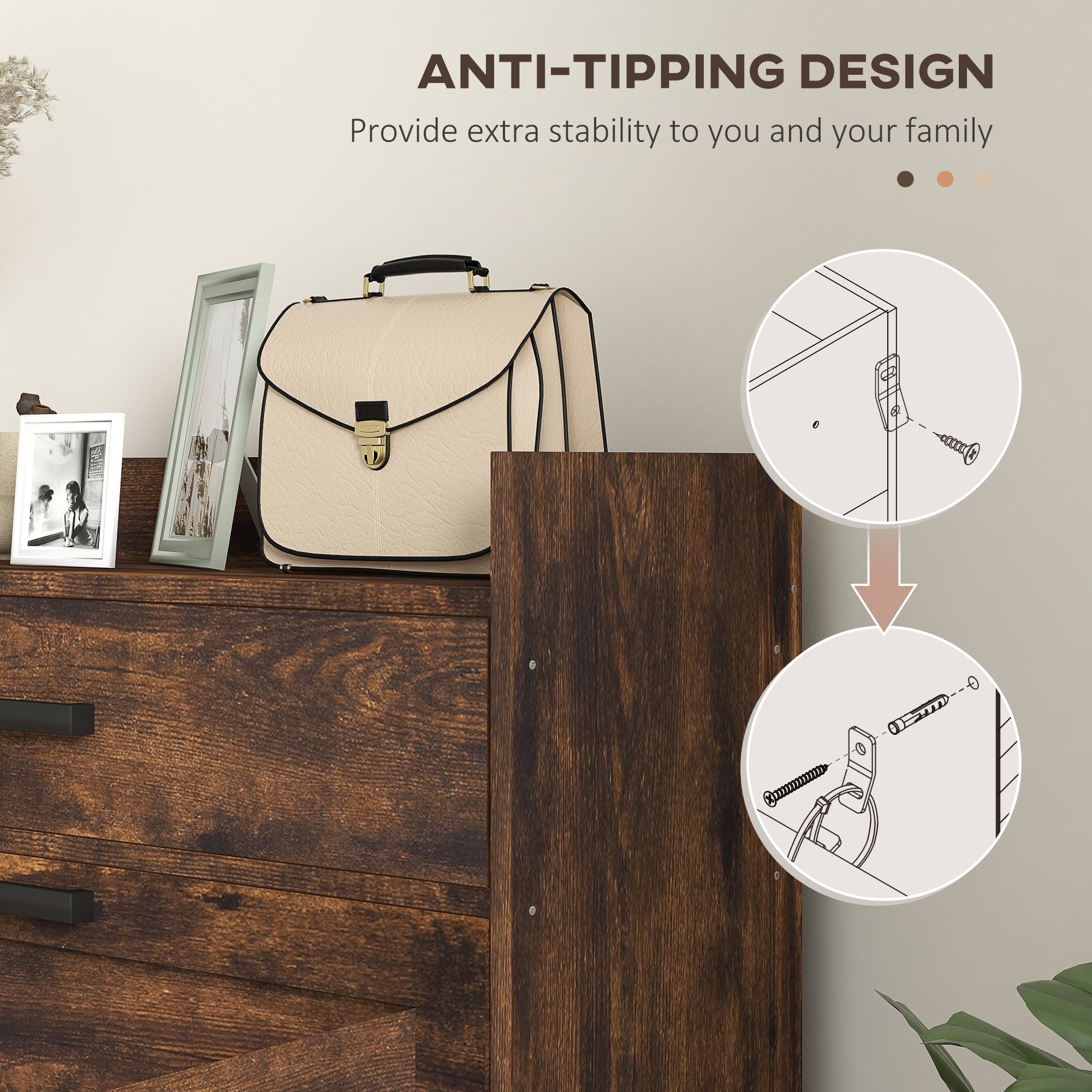 Slim Shoe Storage Cabinet w/ 2 Drawers & Adjustable Shelves for 12 Pairs, Rustic Brown