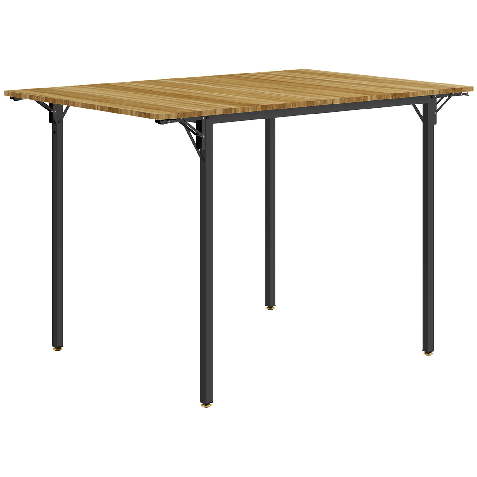 Folding Dining Table for 2 to 4 People, Industrial Drop Leaf Table for Small Space, Walnut