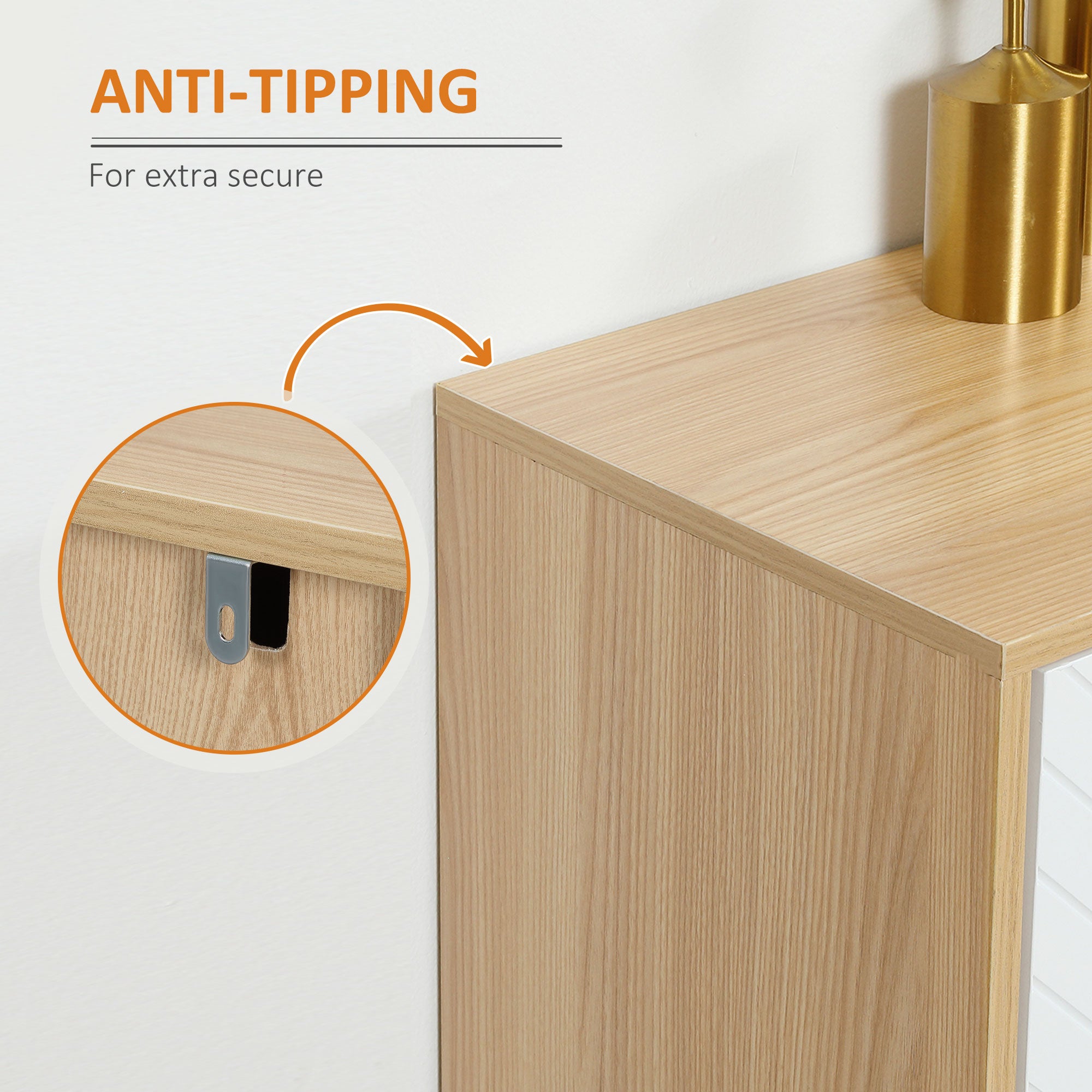 HOMCOM Kitchen Sideboard, Modern Storage Cabinet, Accent Cupboard with Adjustable Shelves, Natural