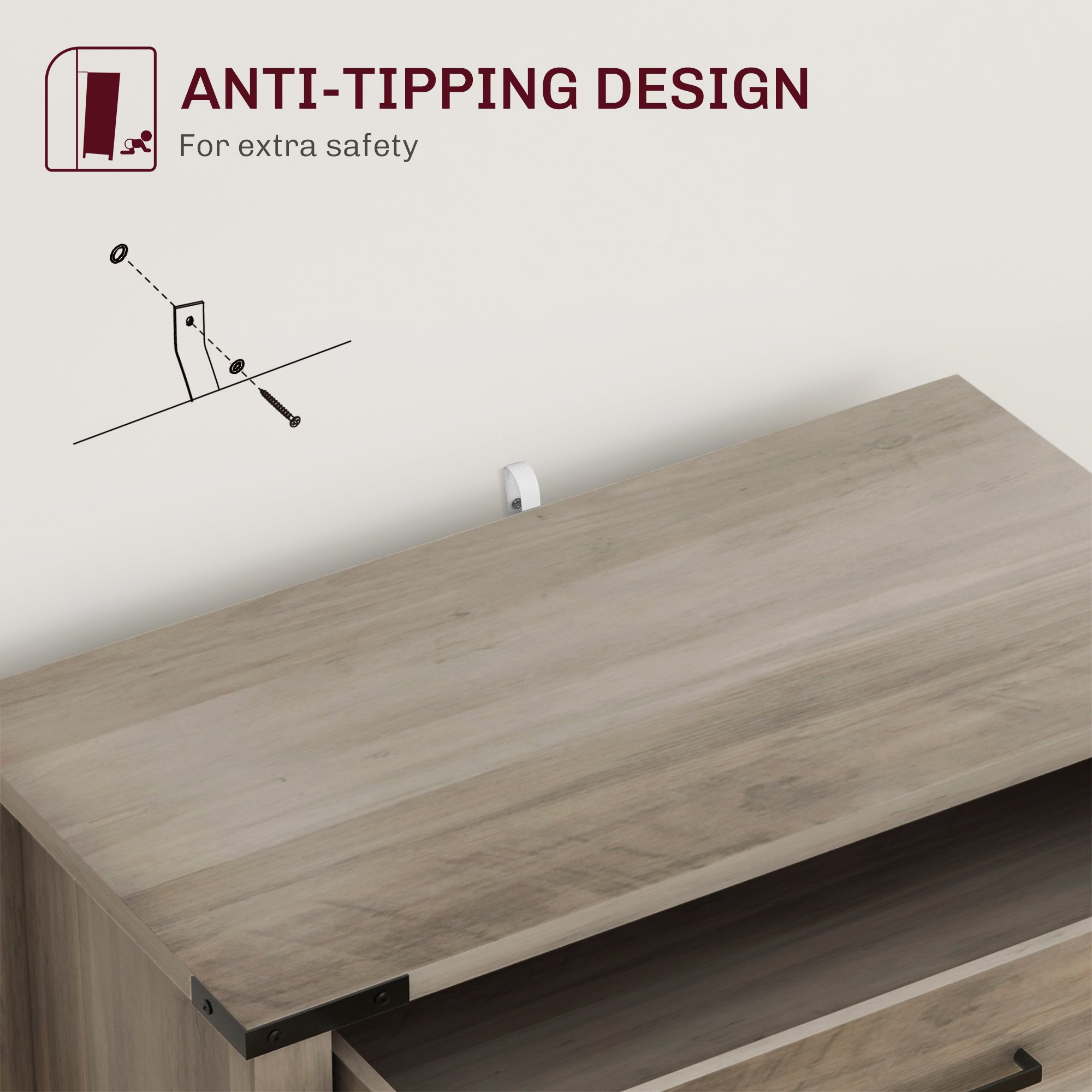 HOMCOM Sideboard with 1 Drawer 1 Storage Cabinet, Buffet Cabinet with Barn-style Doors and Adjustable Shelf, Farmhouse Kitchen Cabinet, Grey