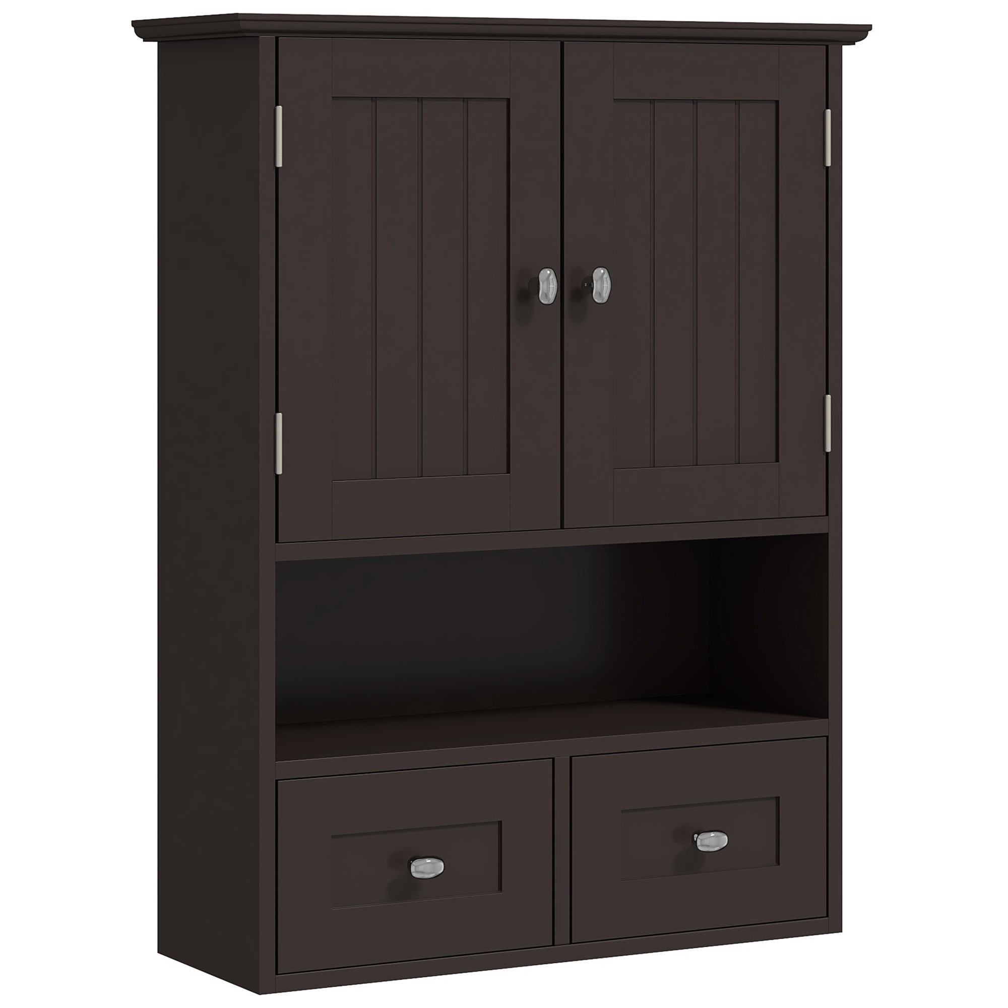 kleankin Bathroom Wall Cabinet, Medicine Cabinet, Over Toilet Storage Cabinet with Shelf and Drawers for Hallway, Living Room, Brown