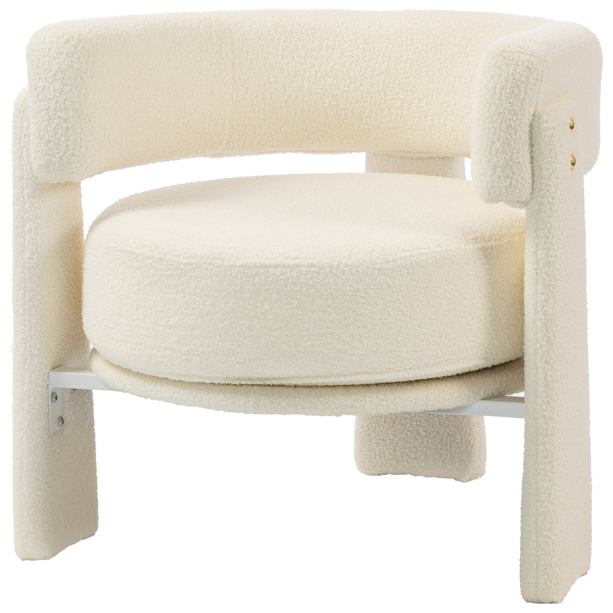 Sherpa Accent Chair, Upholstered Armchair, Nordic Living Room Chair with Lumbar Pillow, Padded Armrests and Thick Cushion, Cream White