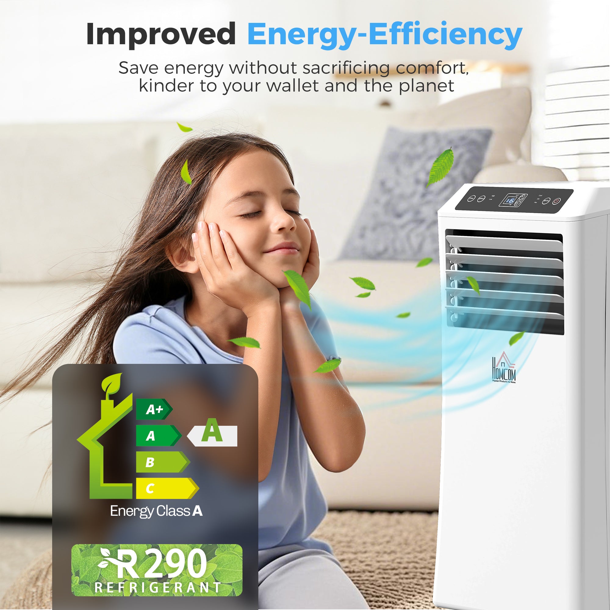 8000BTU Portable Air Conditioner, Dehumidifier, Remote, 2 Speed Fans, 24-Hour Timer, White