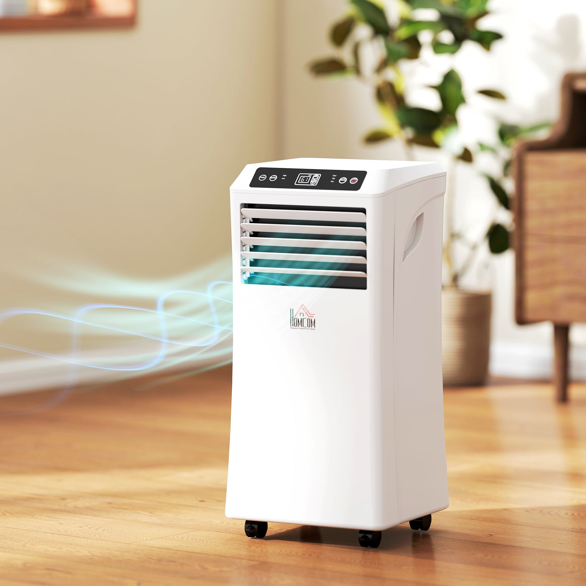 8000BTU Portable Air Conditioner, Dehumidifier, Remote, 2 Speed Fans, 24-Hour Timer, White