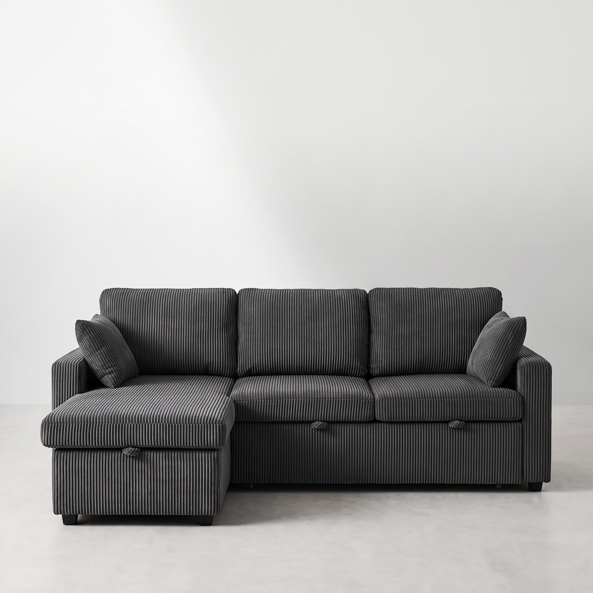 FlexLiving 81" L-Shaped Reversible Storage Sleeper Sectional, Dark Grey