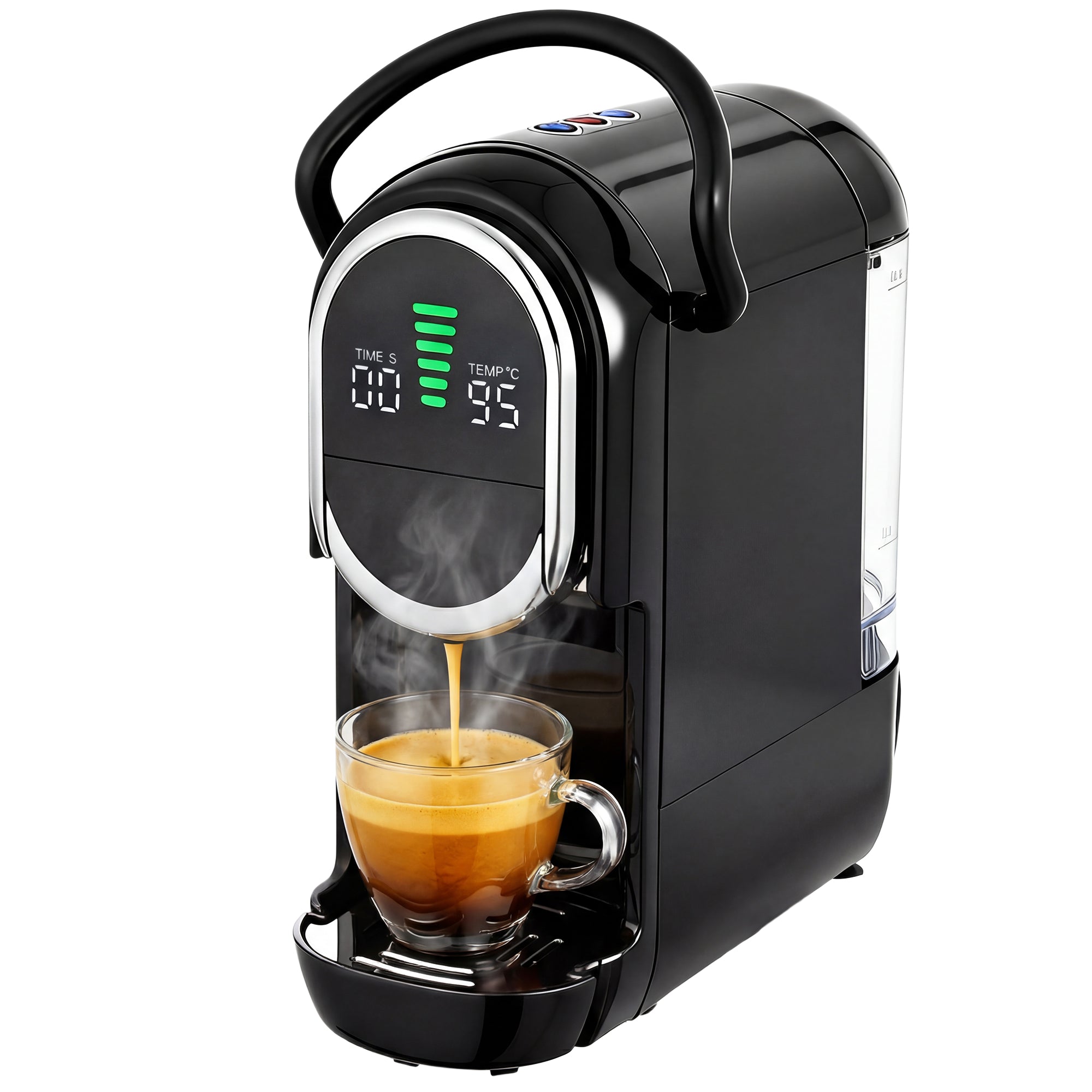 Pod Coffee Machine for Nespresso Original, Dolce Gusto Capsule and Ground Coffee, Small Semi Automatic Coffee Maker with 19 Bar Pump and 0.6L Water Tank for Home Office, Black