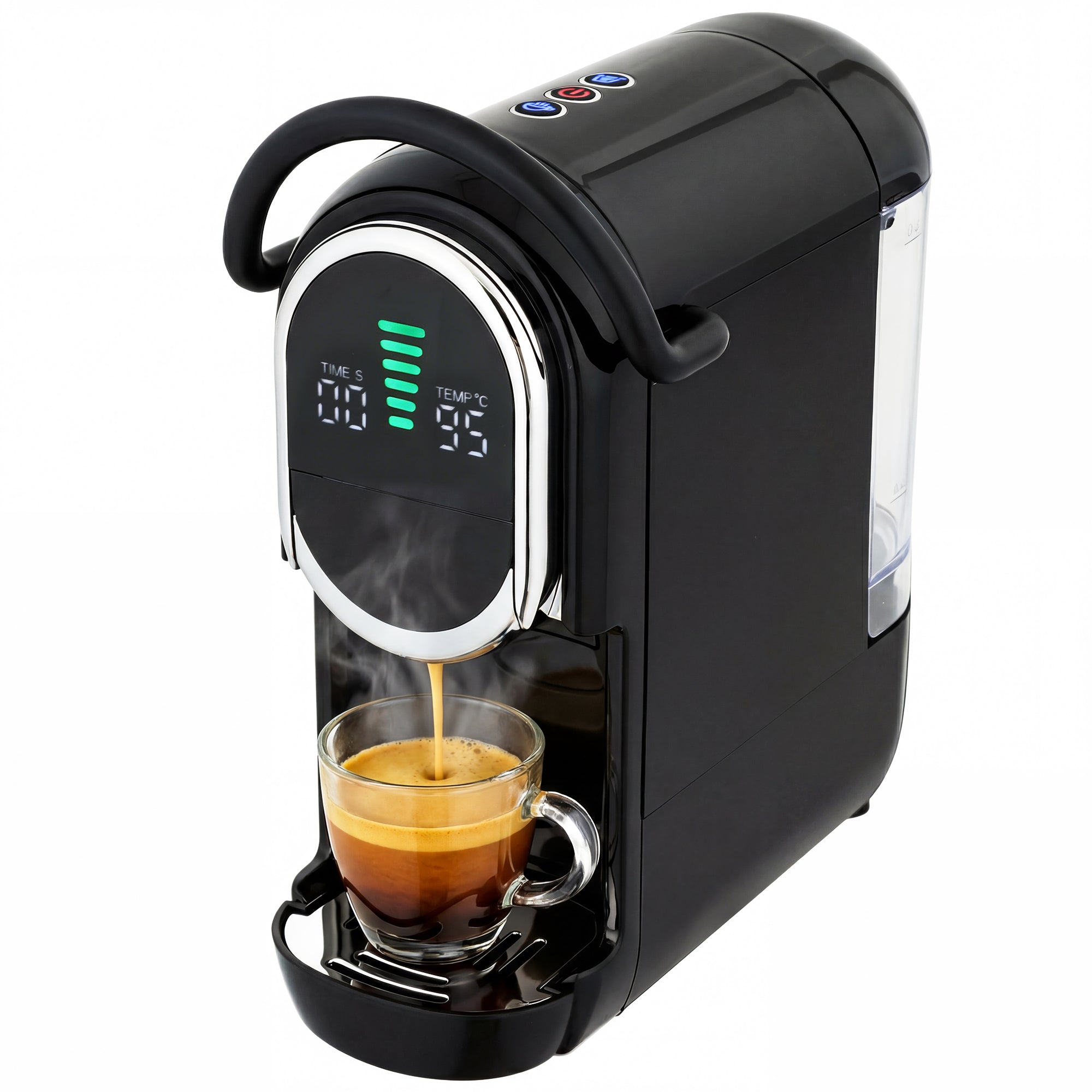 Pod Coffee Machine for Nespresso Original, Dolce Gusto Capsule and Ground Coffee, Small Semi Automatic Coffee Maker with 19 Bar Pump and 0.6L Water Tank for Home Office, Black