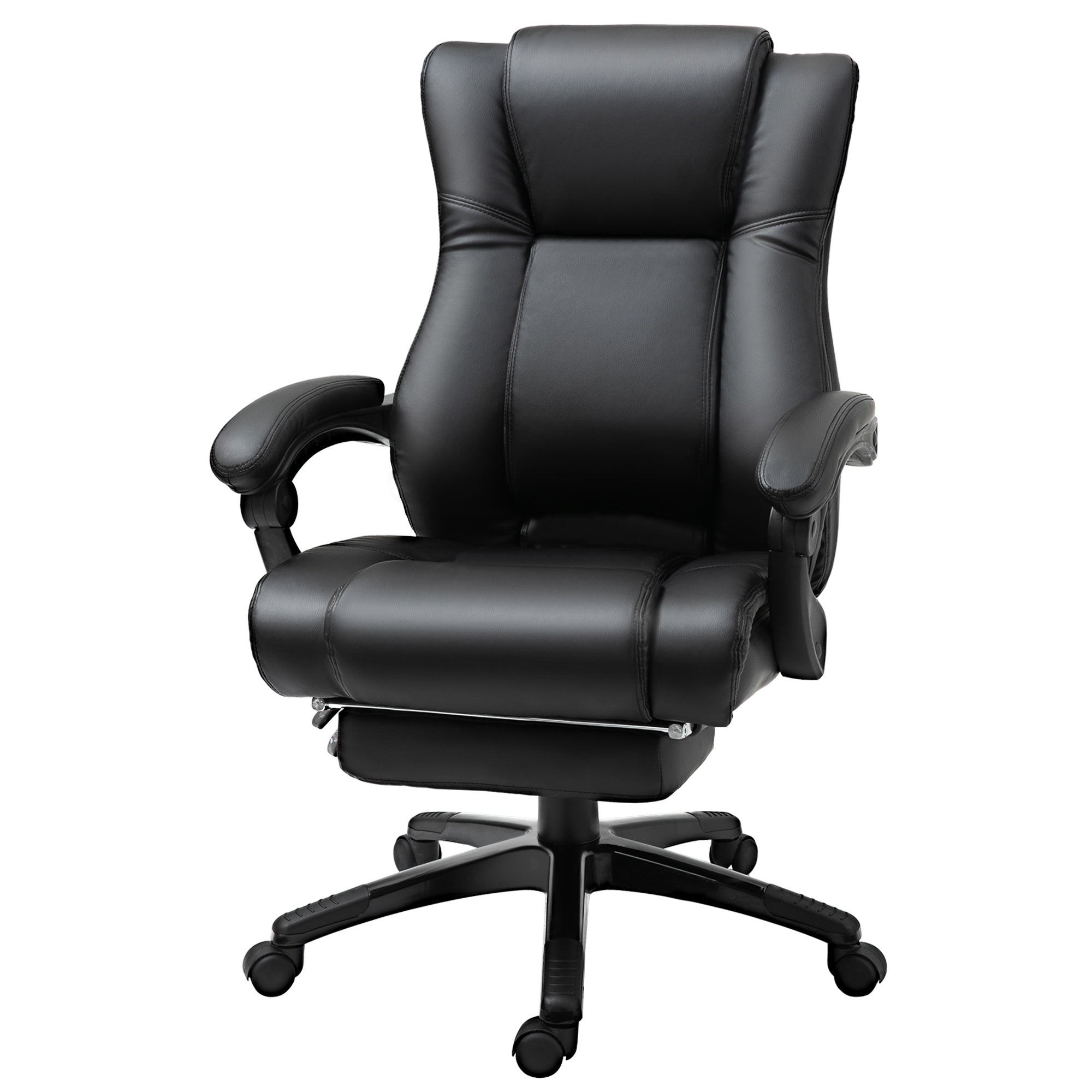Vinsetto Executive Office Chair for Home, PU Leather Computer Chair, Swivel Desk Chair with Footrest, Wheels, Adjustable Height, Black