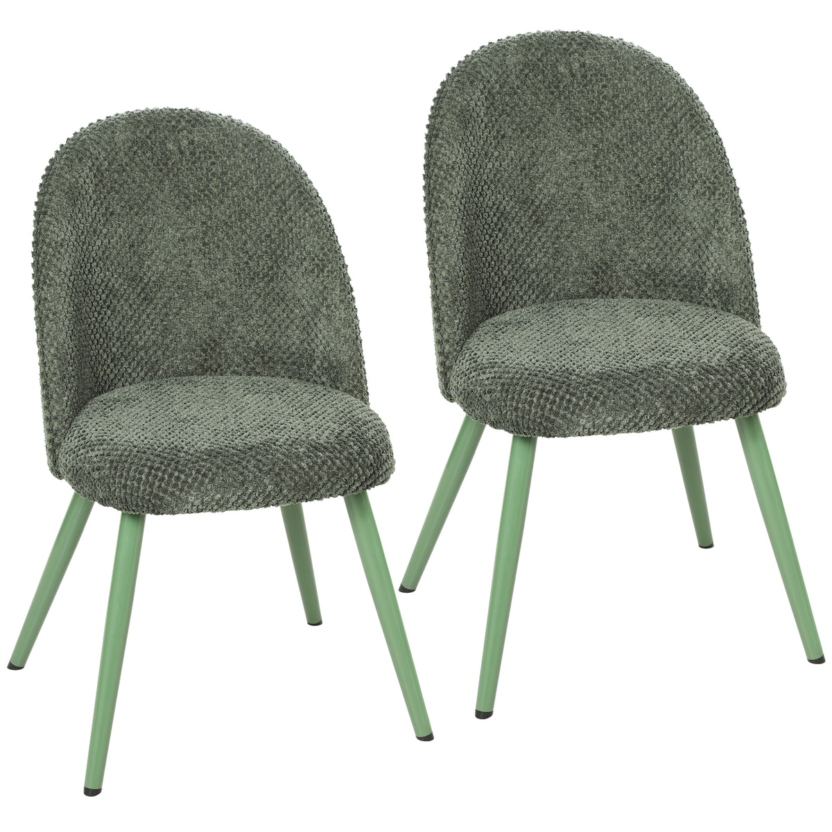 Modern Dining Chairs Set of 2, Velvet Fabric Upholstered Kitchen Chairs with Thick Padded Seat and Backrest, Metal Legs for Dining Room, Kitchen, Home Office, Dark Green