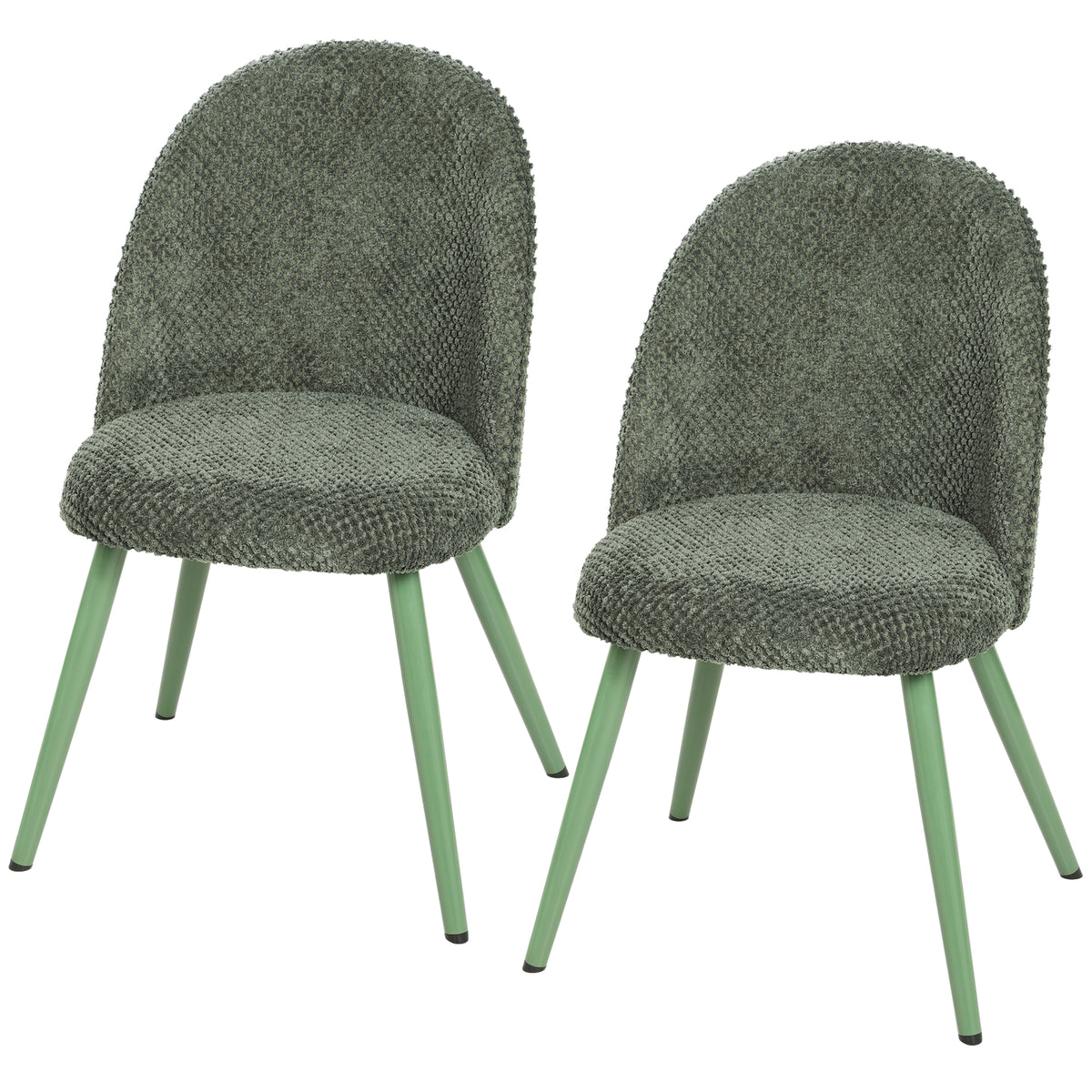 Modern Dining Chairs Set of 2, Velvet Fabric Upholstered Kitchen Chairs with Thick Padded Seat and Backrest, Metal Legs for Dining Room, Kitchen, Home Office, Dark Green
