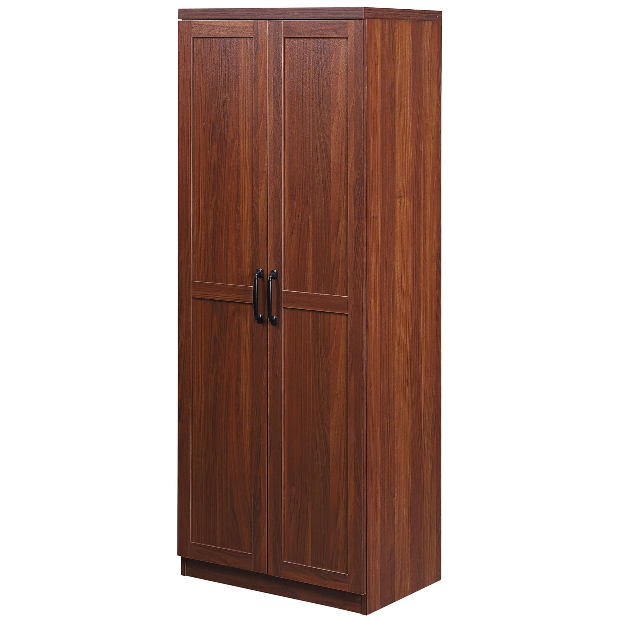63" 2-Door Kitchen Pantry with 5-tier Shelving and 2 Adjustable Shelves, Brown