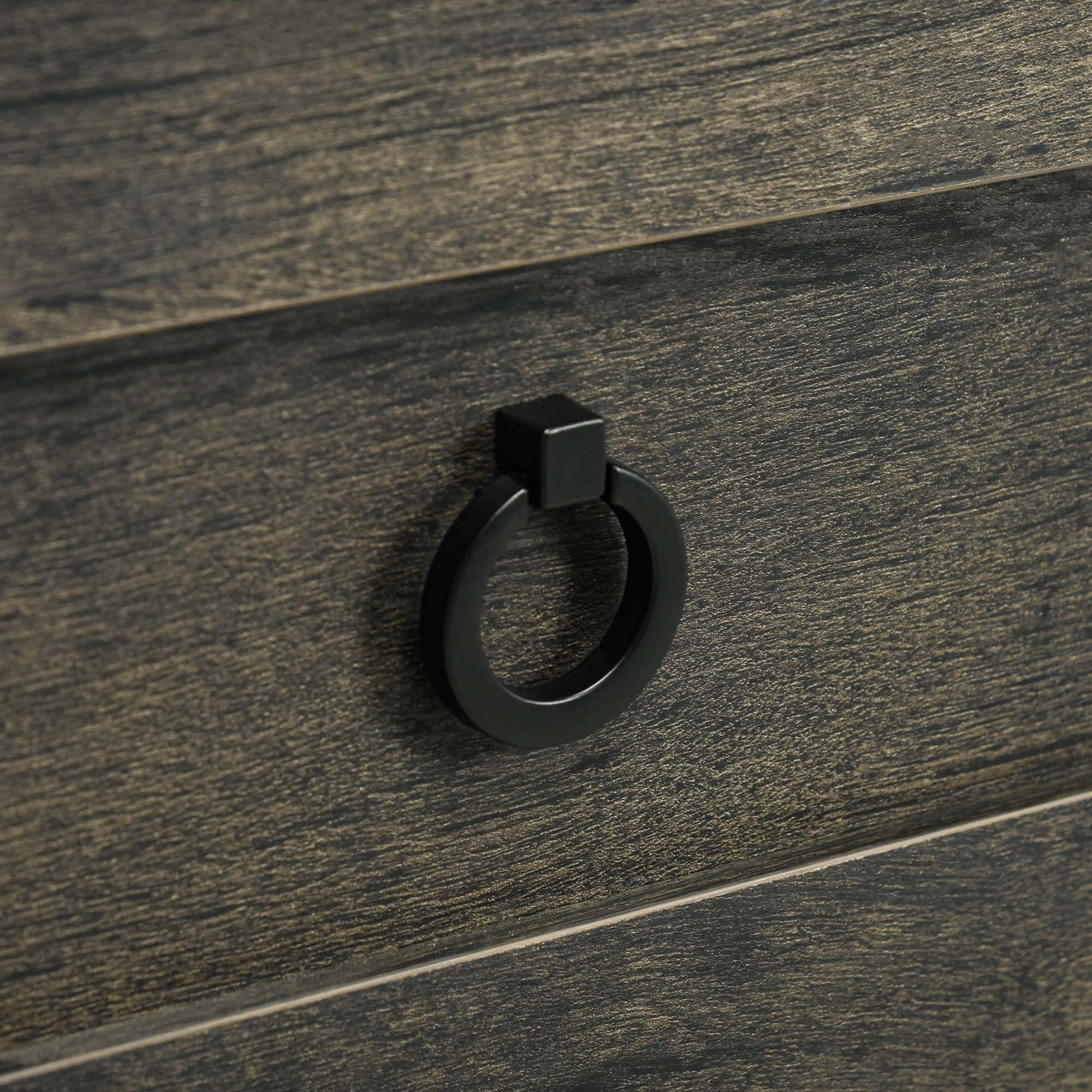 Farmhouse Kitchen Sideboard Buffet Cabinet w/ Sliding Barn Door & 3 Drawers, Dark Grey