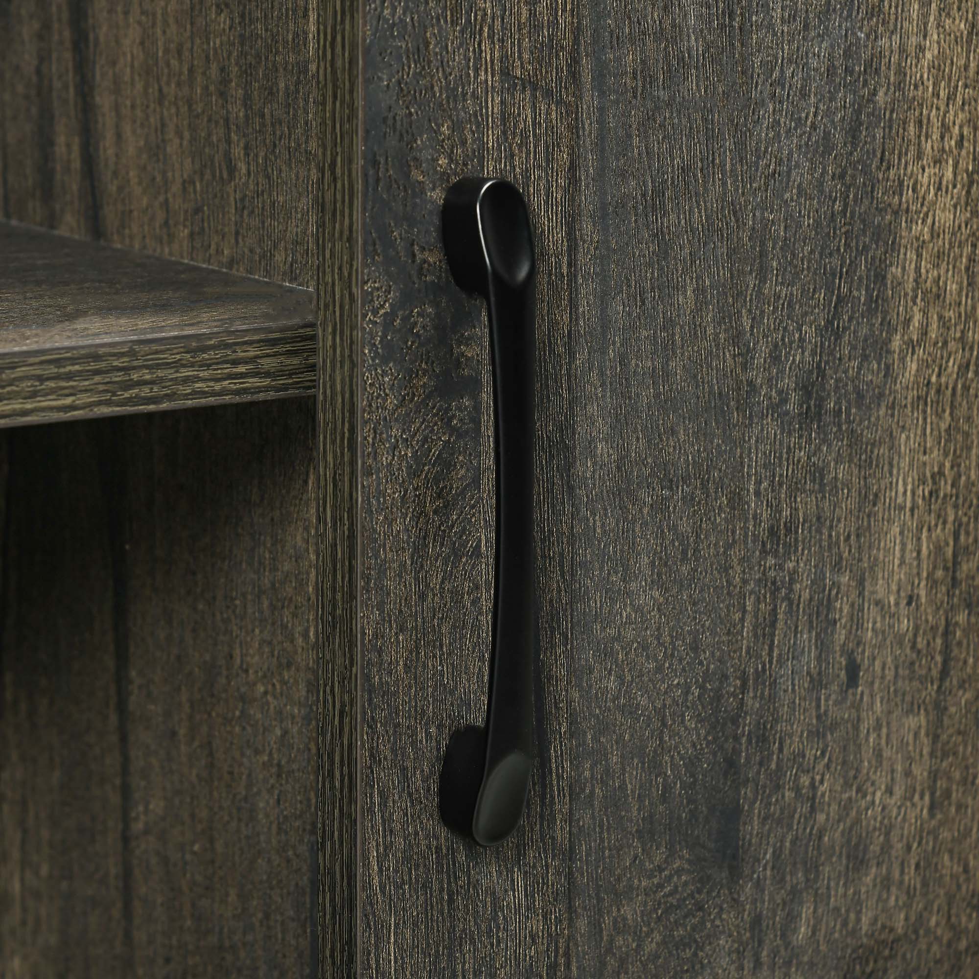 Farmhouse Kitchen Sideboard Buffet Cabinet w/ Sliding Barn Door & 3 Drawers, Dark Grey