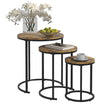 HOMCOM Nesting Tables Set of 3, Round Coffee Table, Modern Stacking Side Tables with Wood Grain Steel Frame for Living Room, Rustic Brown