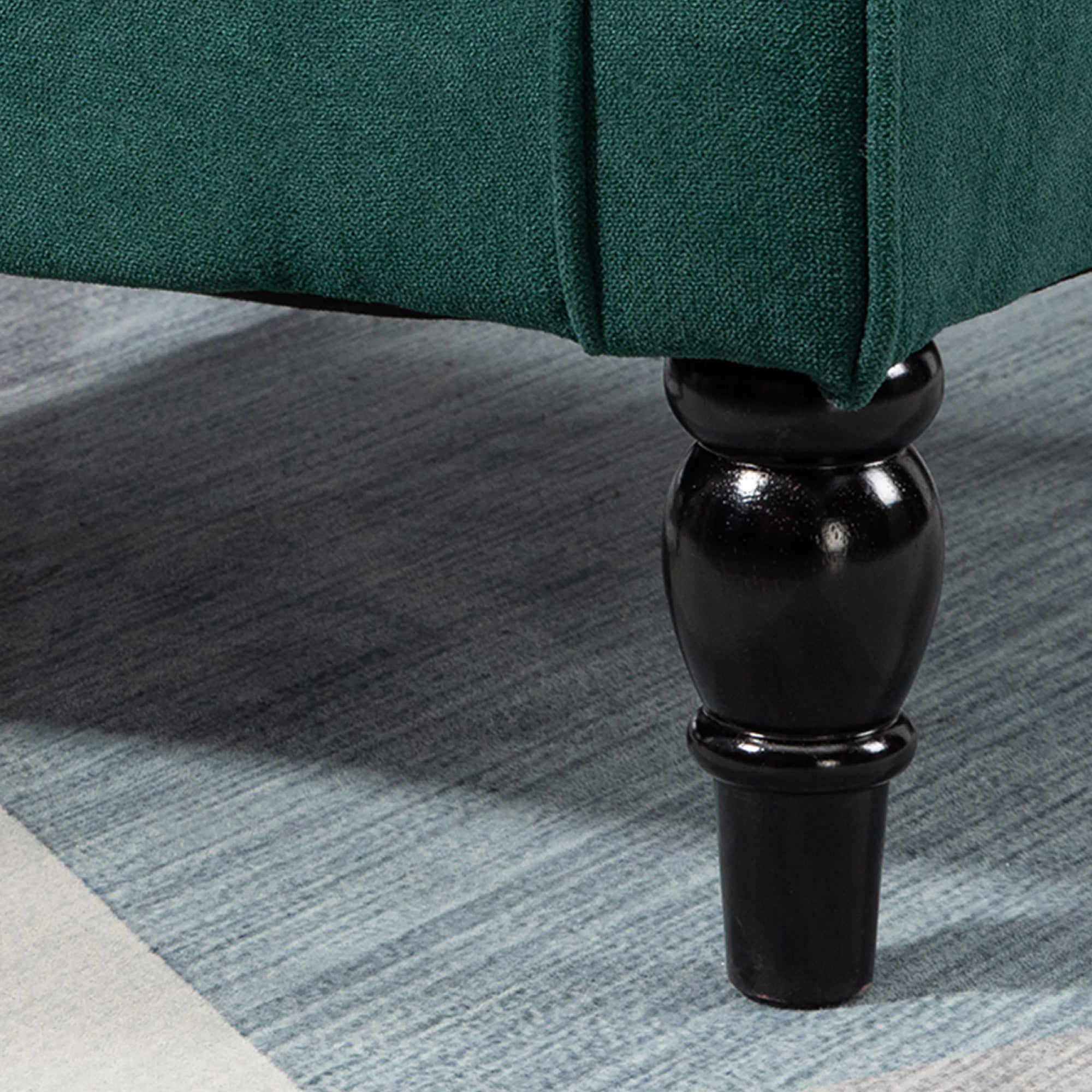 Mid-Century Accent Chair w/ High Wingback, Button-Tufted Fabric & Retro Wood Legs, Dark Green