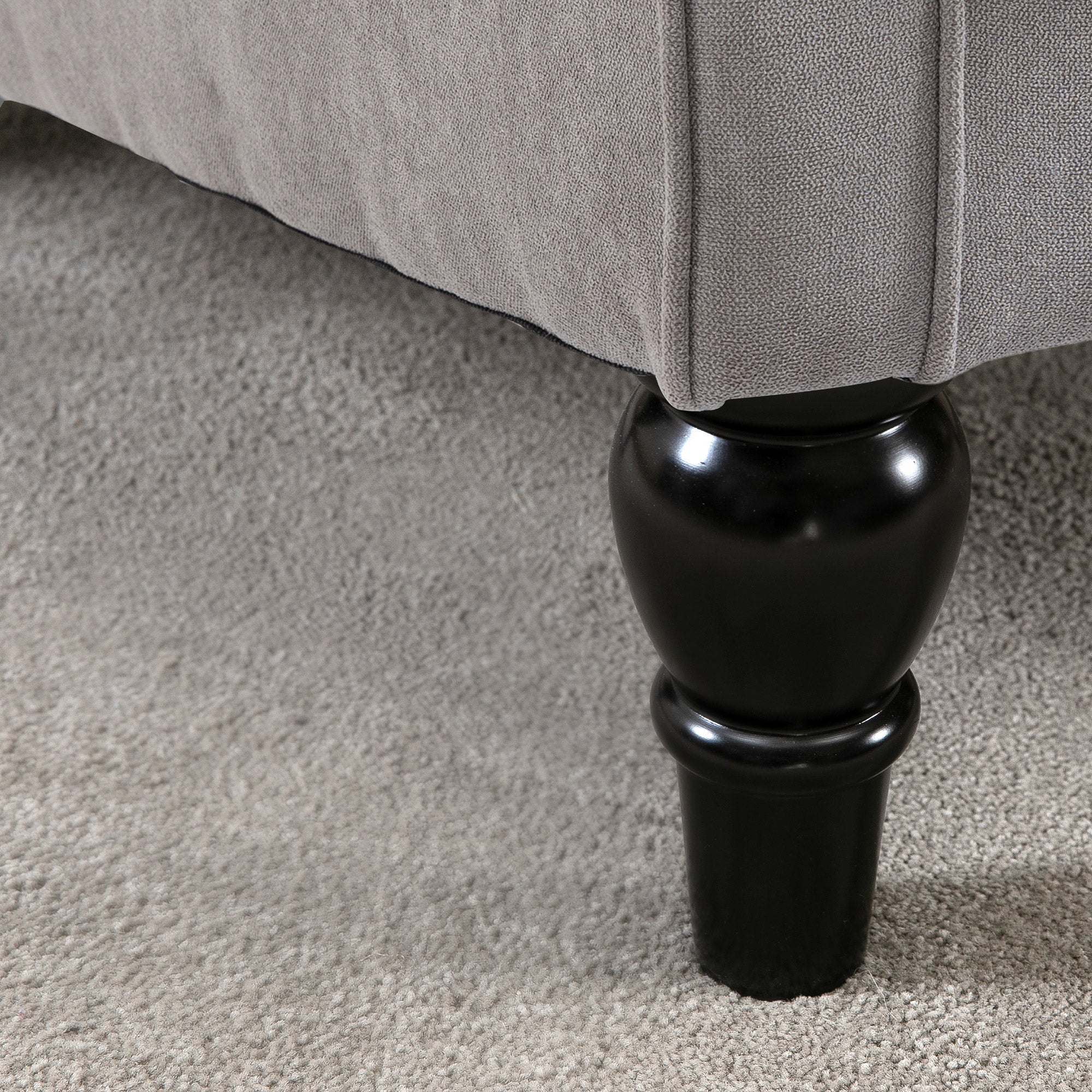 Mid-CenturyAccent Chair w/ High Wingback, Button-Tufted Fabric & Retro Wood Legs, Dark Gray