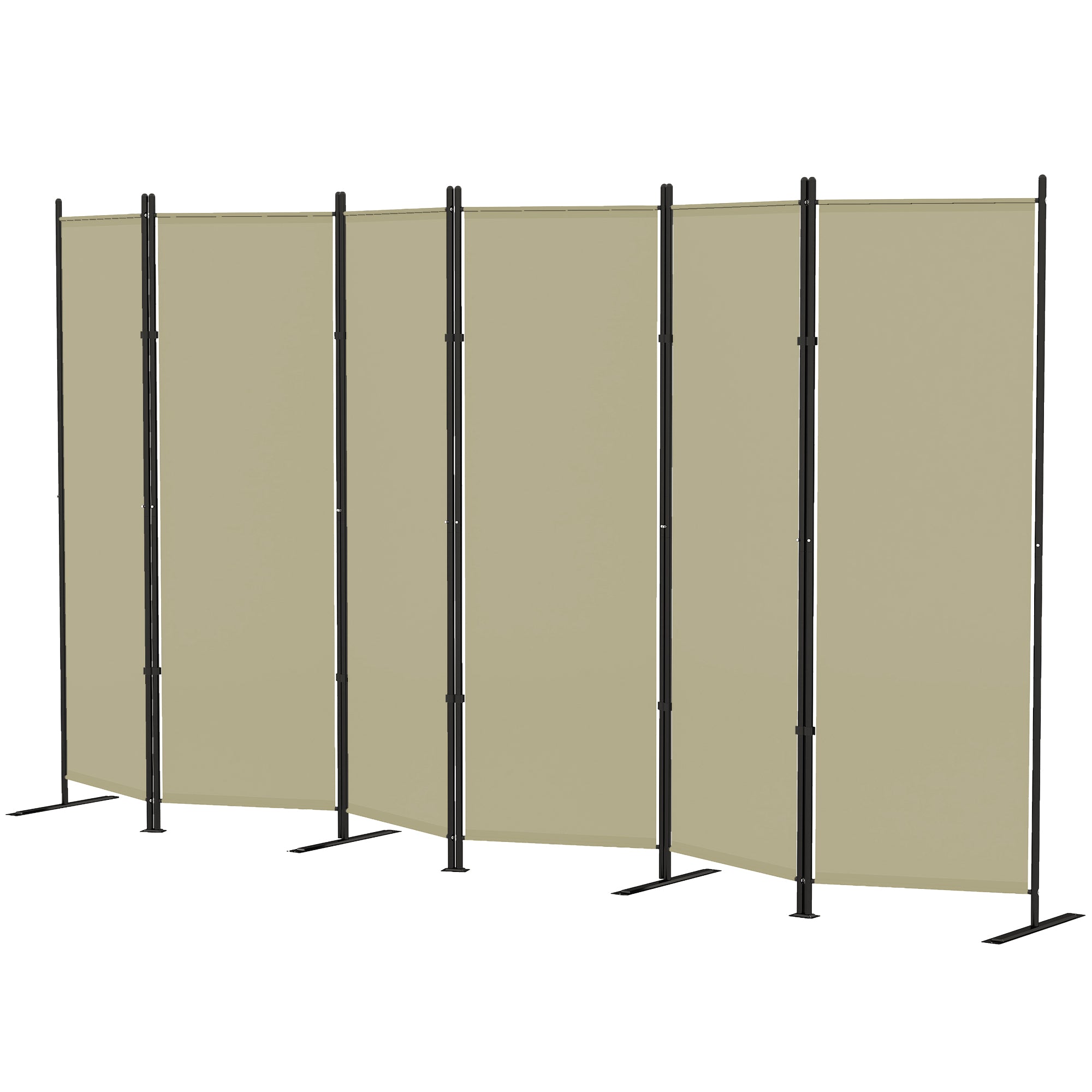 6 Panel Room Divider, 6 Ft Folding Privacy Screen, Portable Freestanding Partition Wall Divider for Home Office, Beige