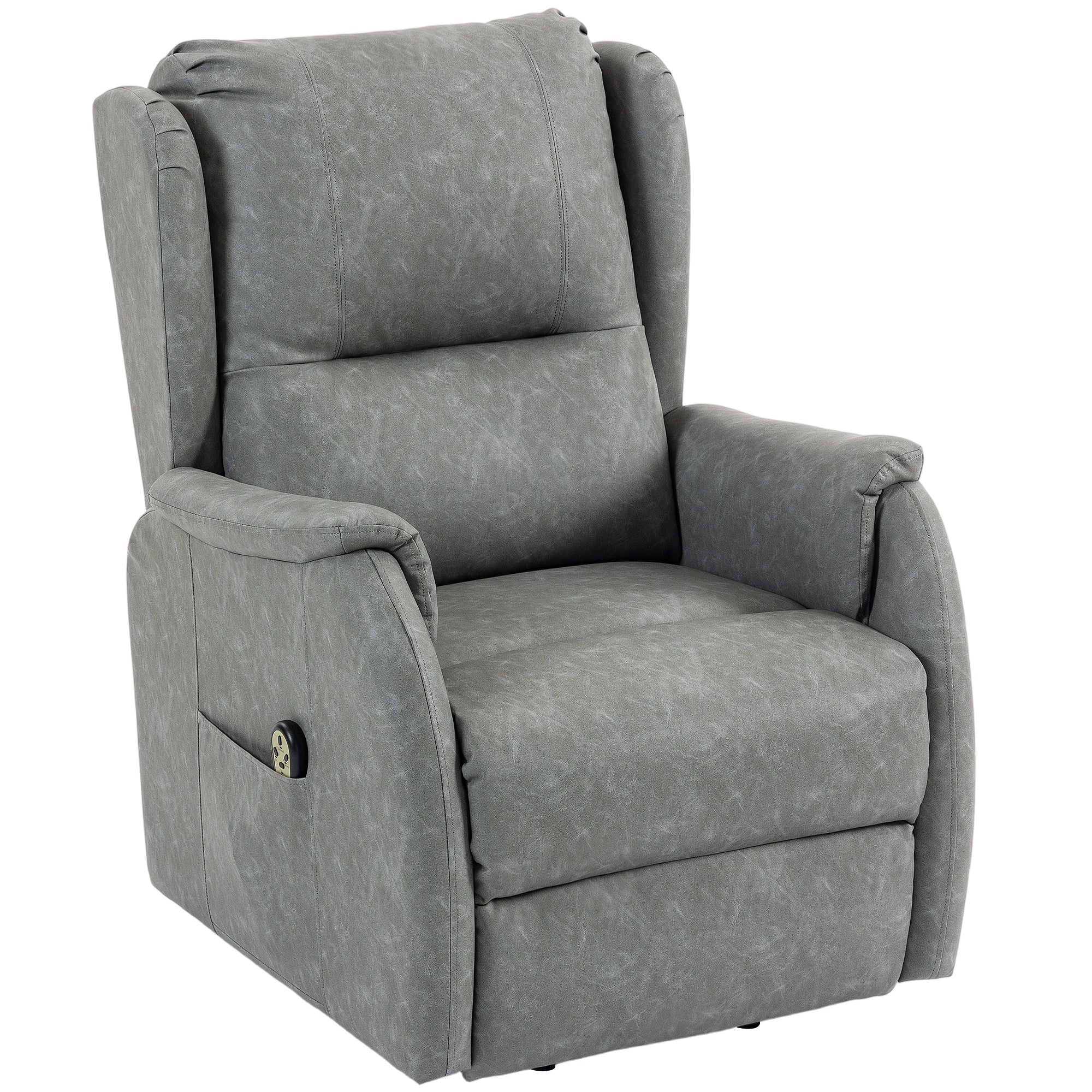 Dual Motor Power Lift Recliner Chair, Electric Lift Chair for Elderly, Faux Leather Riser and Reclining Armchair with Remote Control, Side Pockets, for Living Room, Grey