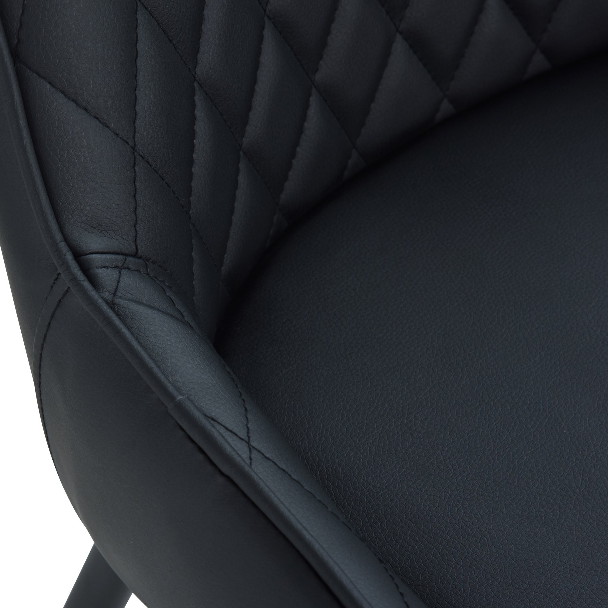 HOMCOM Dining Chairs Set of 2, Modern PU Leather Upholstered Kitchen Chairs with Diamond Tufted Backs and Steel Legs for Living Room, Dining Room, Bedroom, Black