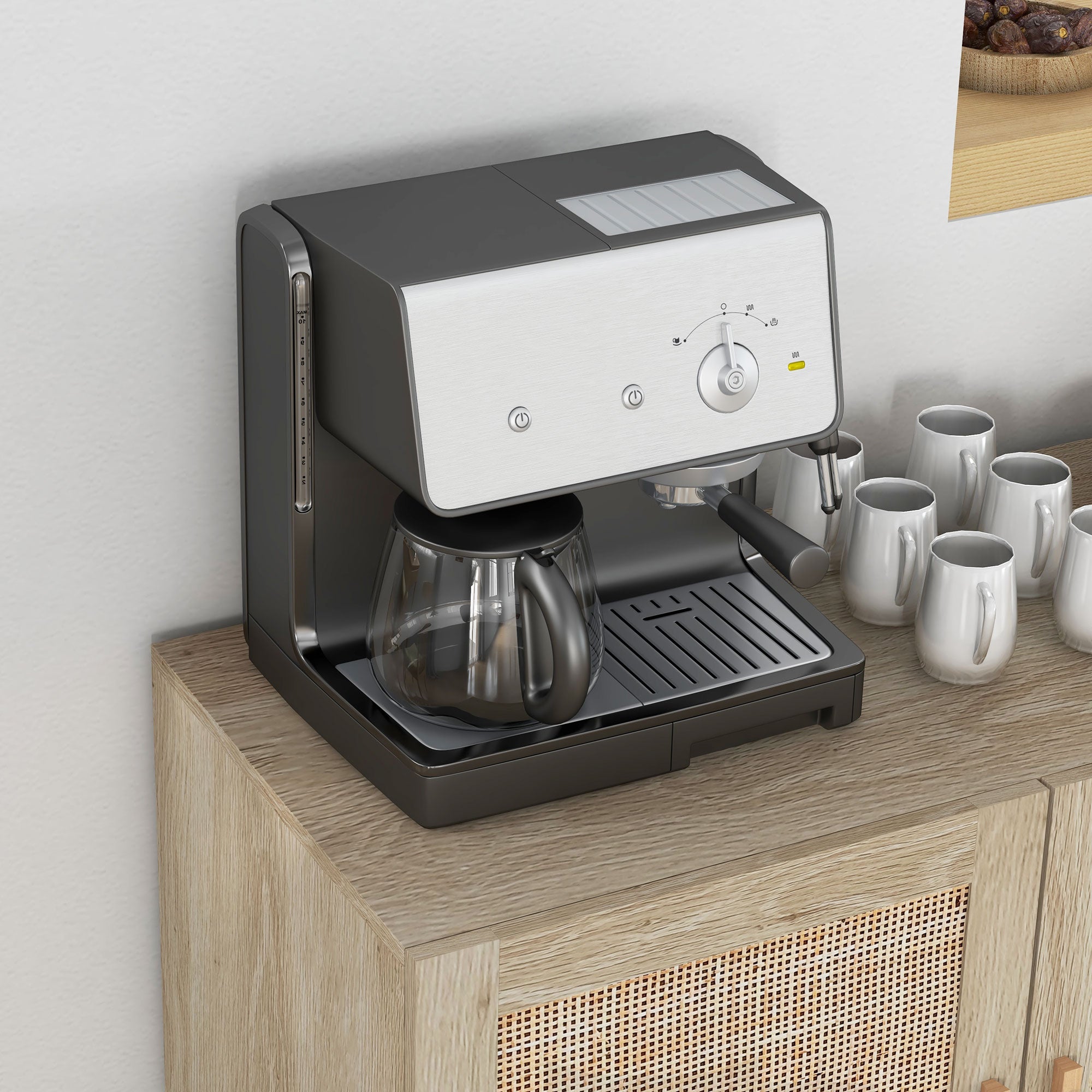 Solace 3 Doors Rattan Cabinet with Adjustable Shelves, Natural