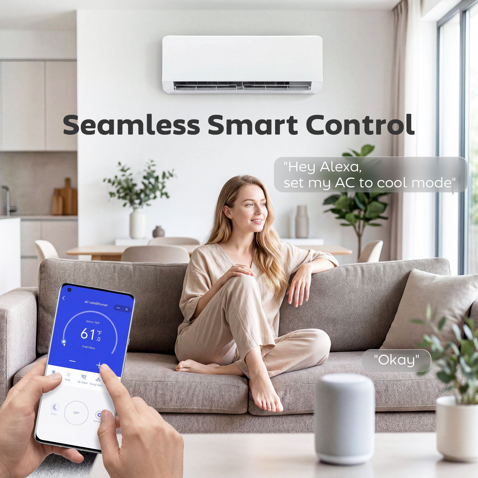 12000 BTU Mini Split Air Conditioner, 22 SEER2 115V Wifi Enabled Inverter AC Unit & Ductless Heat Pump Cools up to 750 Sq. Ft, with Installation Kit, Works with Alexa