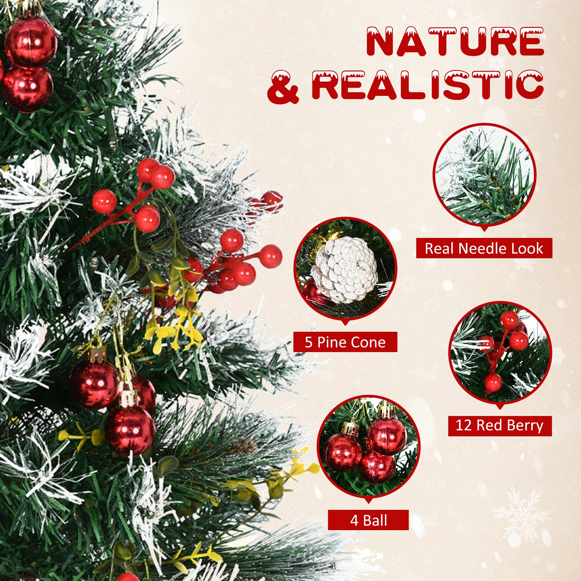 2.5 Ft/30" 2 Pack Outdoor Entryway Pre-Lit Artificial Christmas Tree Cordless with 70 Branches, Warm White LED lights, Red Berries, Pine Cones, Balls, Green
