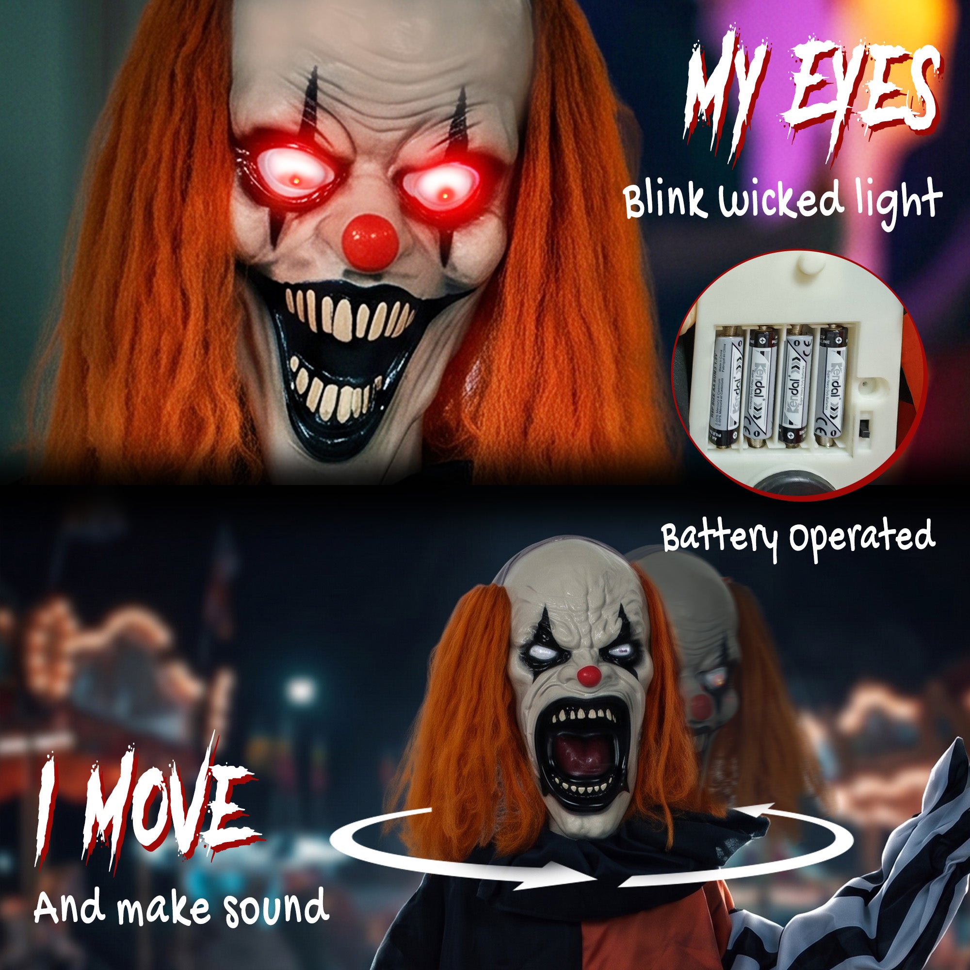 85cm Animated Halloween Face Changing Clown Animatronic, Half Body Standing Joker with Cackling Laughs and Sound, Glowing Eyes, Sound/Touch Activated, Holiday Decor for Indoor, Covered Outdoor