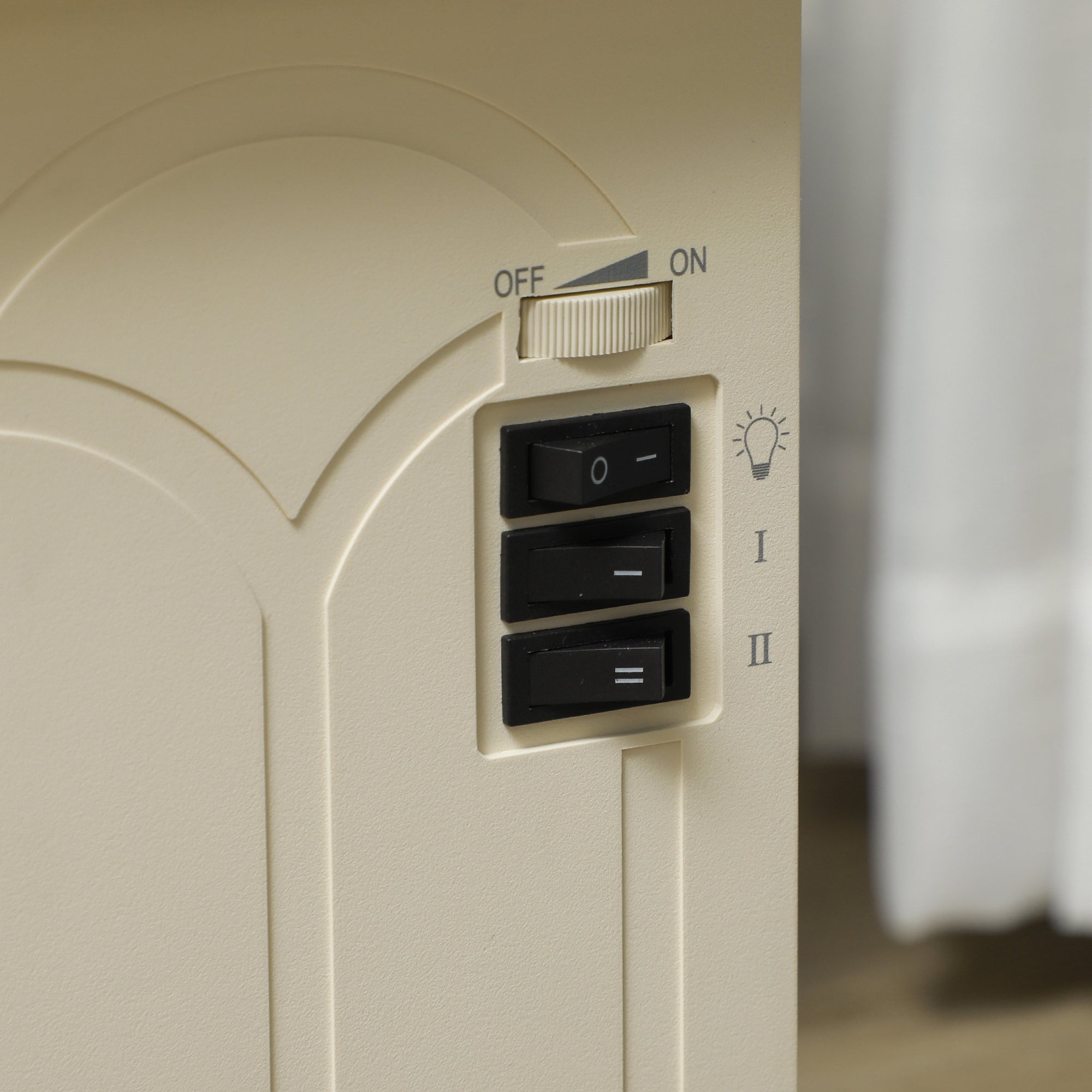 30" Freestanding Electric Fireplace Heater with Flame Effect Effect, 750W/1500W, Beige