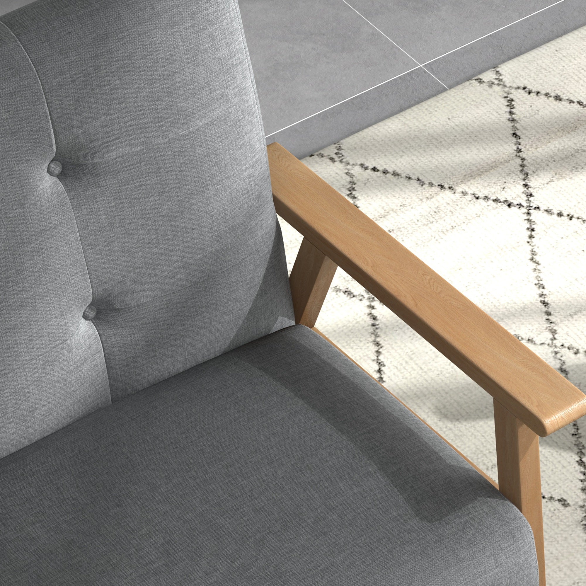 HOMCOM 2 Seater Sofa Modern Linen Fabric Upholstery Tufted Couch with Rubberwood Legs for Living Room and Kitchen, Dark Grey