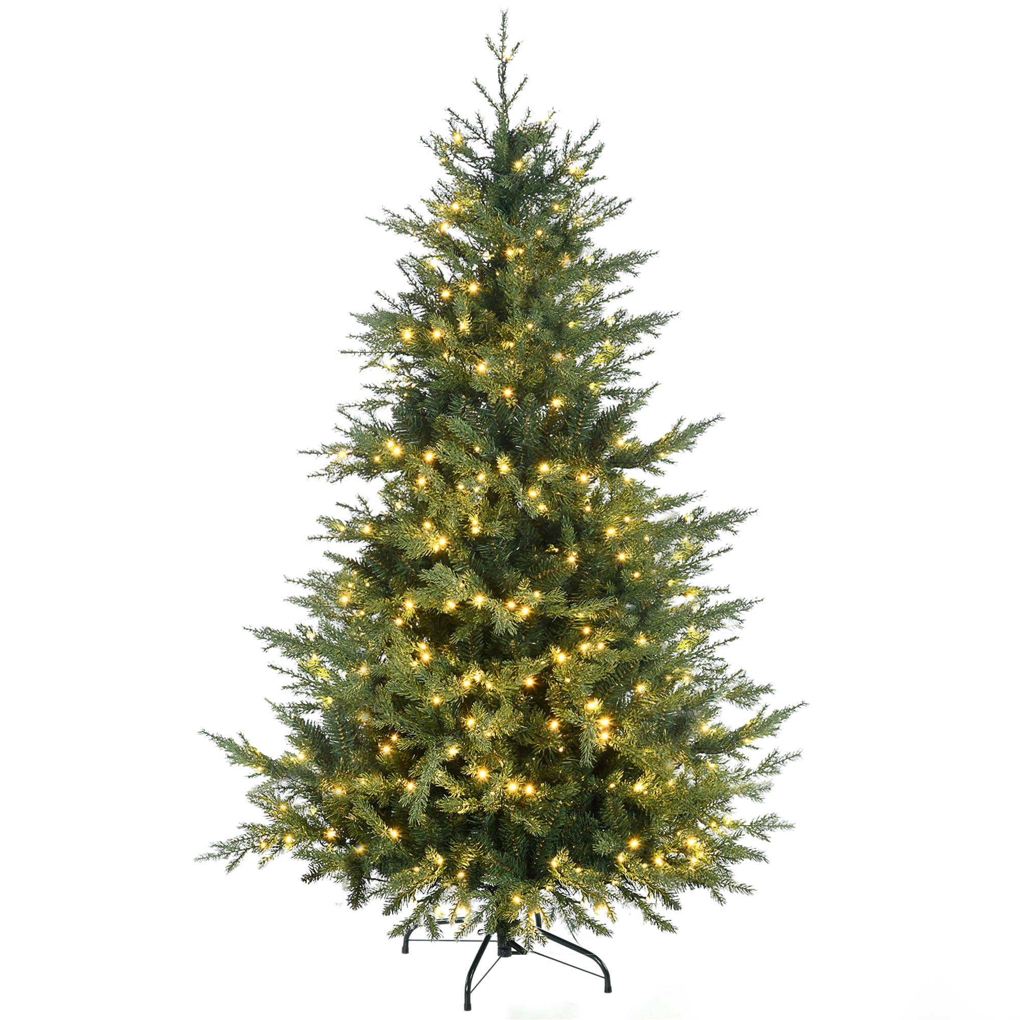 6ft Tall Prelit Artificial Christmas Tree Holiday Décor with 2328 Branches, 400 Warm White LED Lights, Auto Open, 8 Light Modes