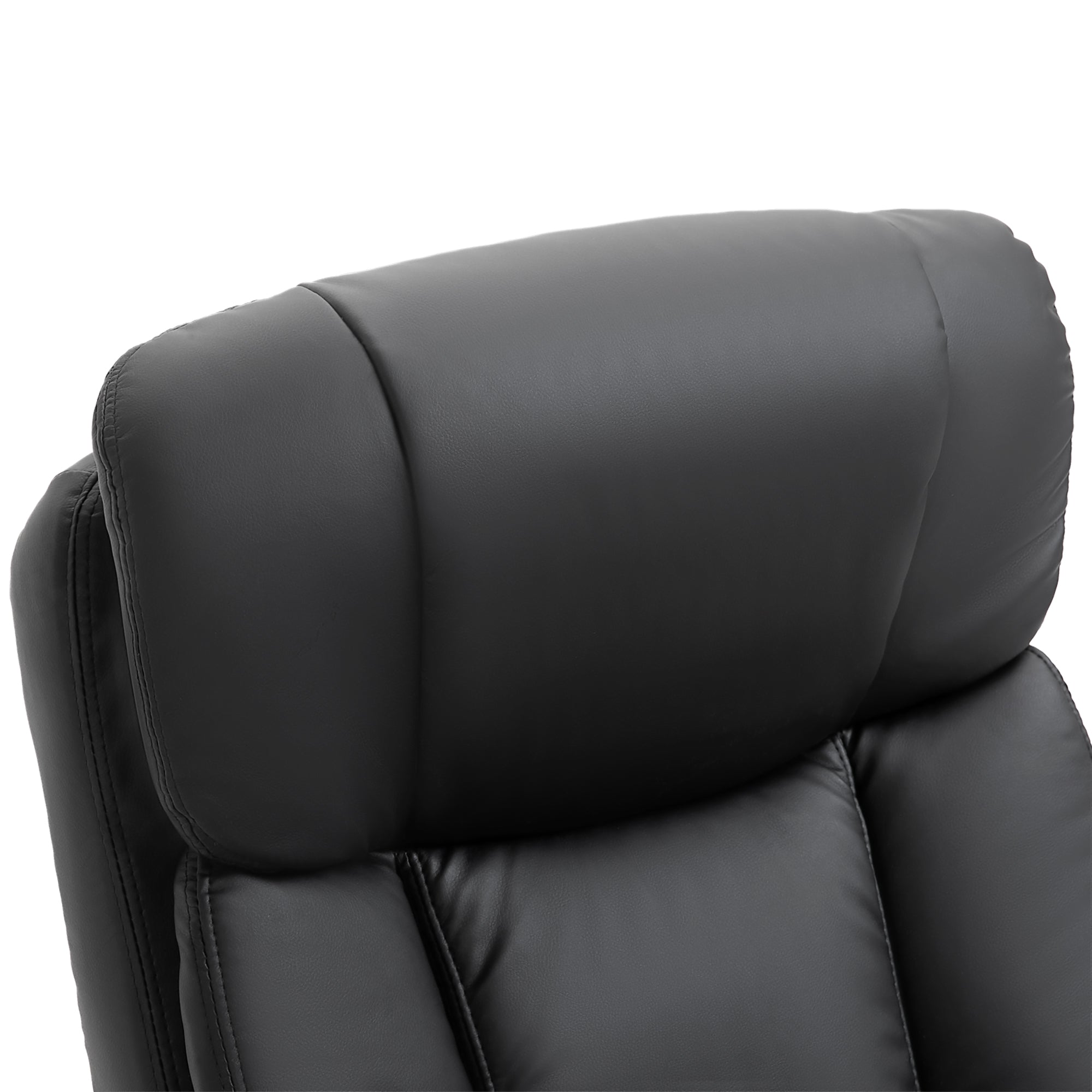 Pu Leather Massage Recliner Chair With Ottoman 10 Point Vibration Swiveling Armchair Black