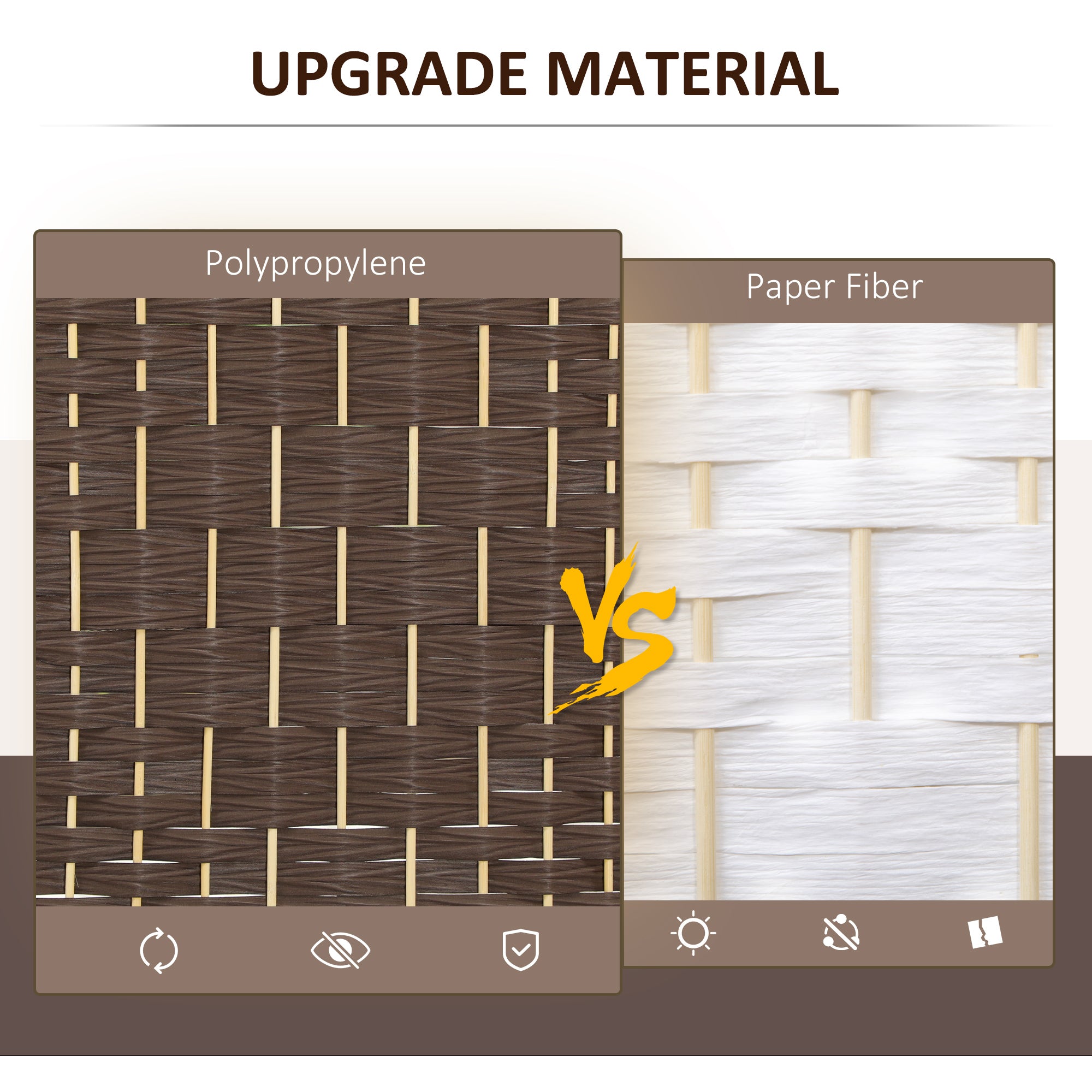 3 Panel 6' Tall Privacy Screen Freestanding Wood Partition, Brown - HOMCOM