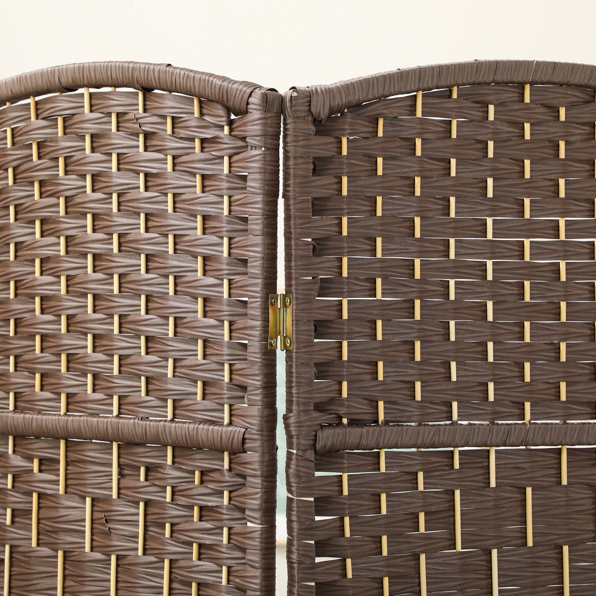 3 Panel 6' Tall Privacy Screen Freestanding Wood Partition, Brown - HOMCOM